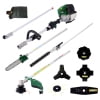 Mulanimo 9 in 1 Multi-Functional Trimming Tool with Gas Pole Saw Hedge Trimmer Grass Trimmer Brush Cutter 38cc 6500RPM 4-Cycle Garden Tools