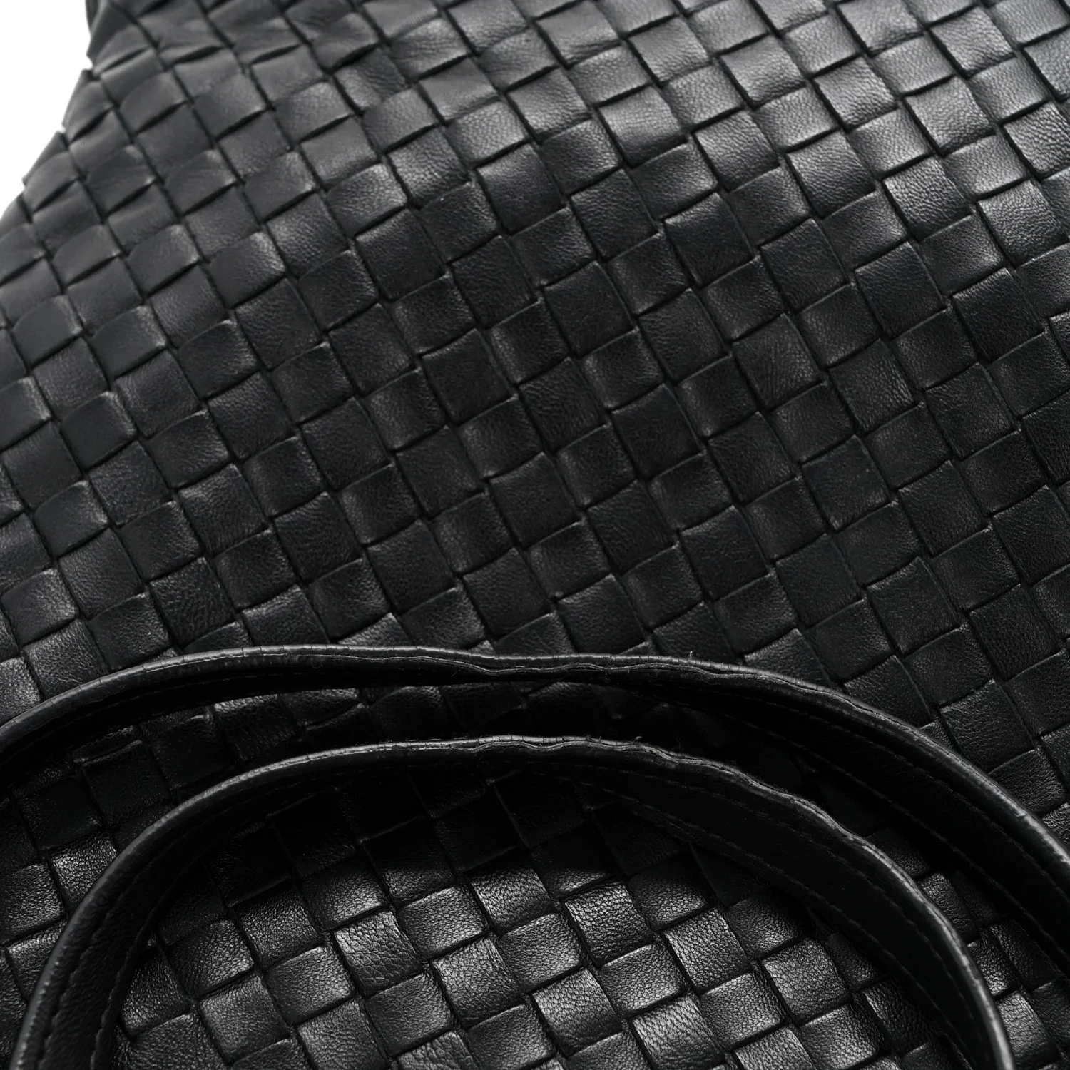 Nappa Intrecciato Flat Shoulder Bag Black