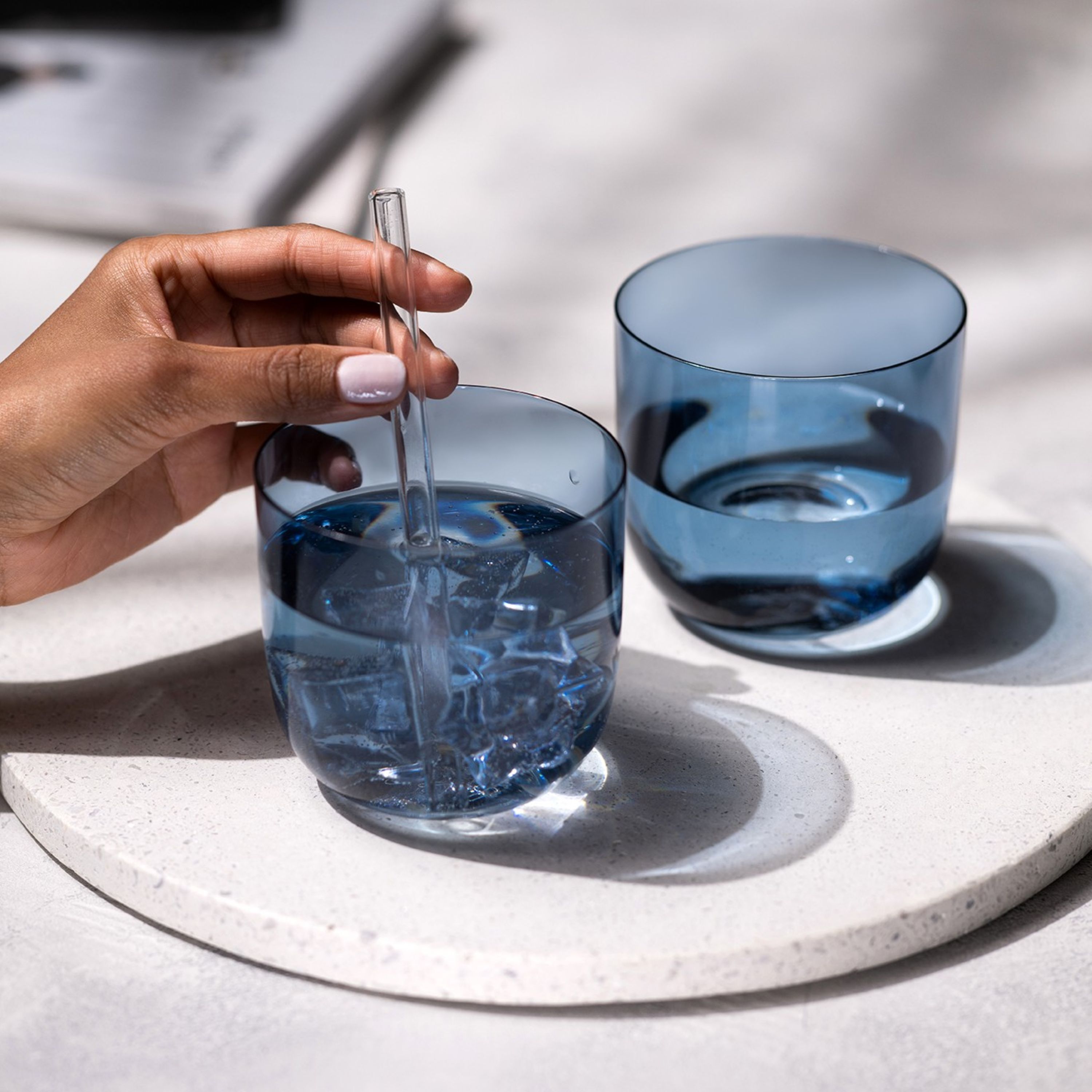 Like Glass Water glasses with pitcher set - Blue, 33.9 oz, crystal glass