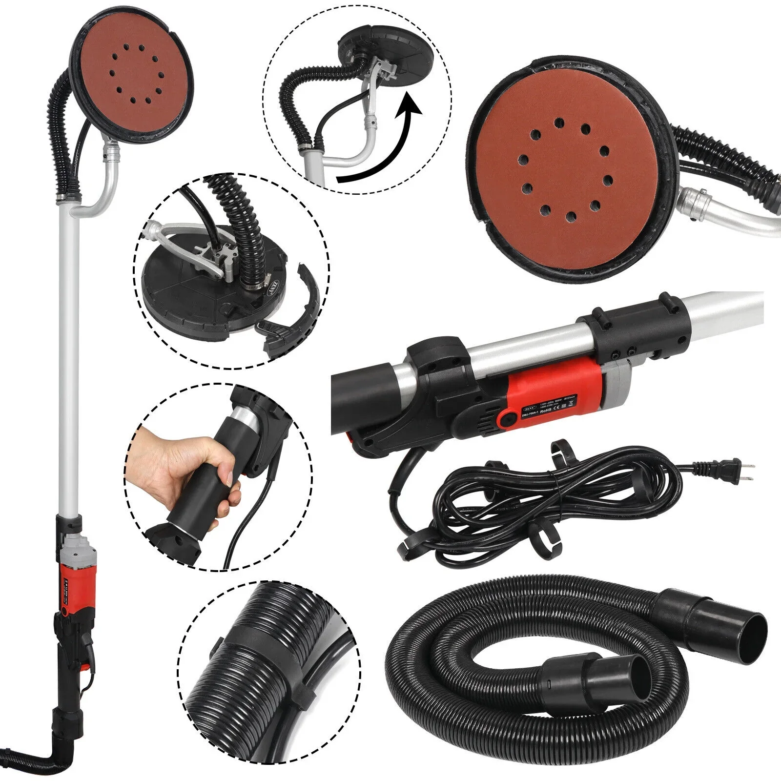 Drywall Sander 800W Commercial Electric Adjustable Variable Speed Sanding Pad