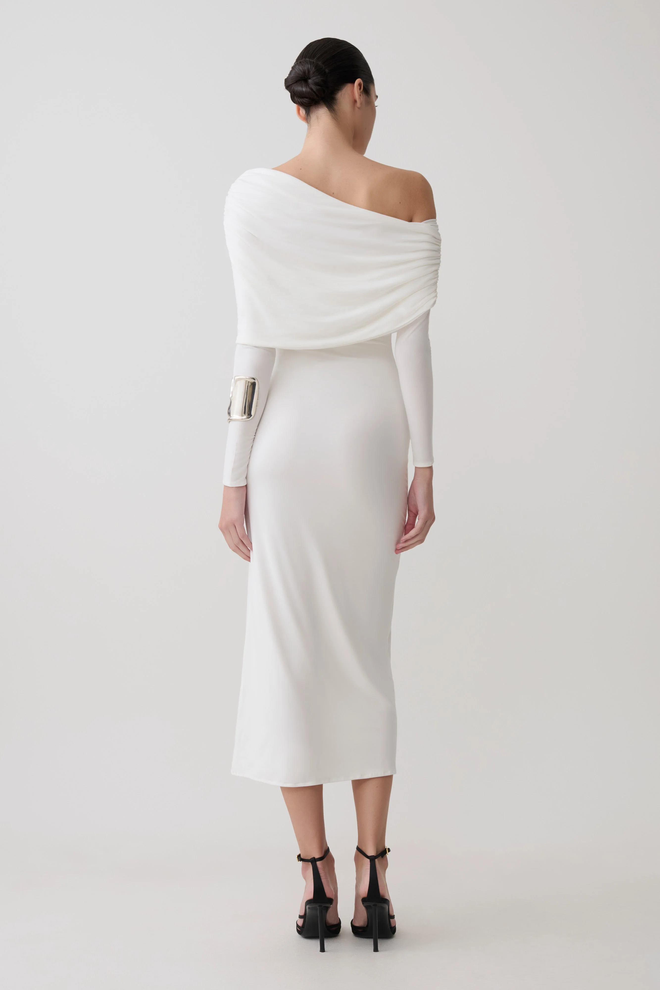 Corinna Modal One Shoulder Midi Dress - White