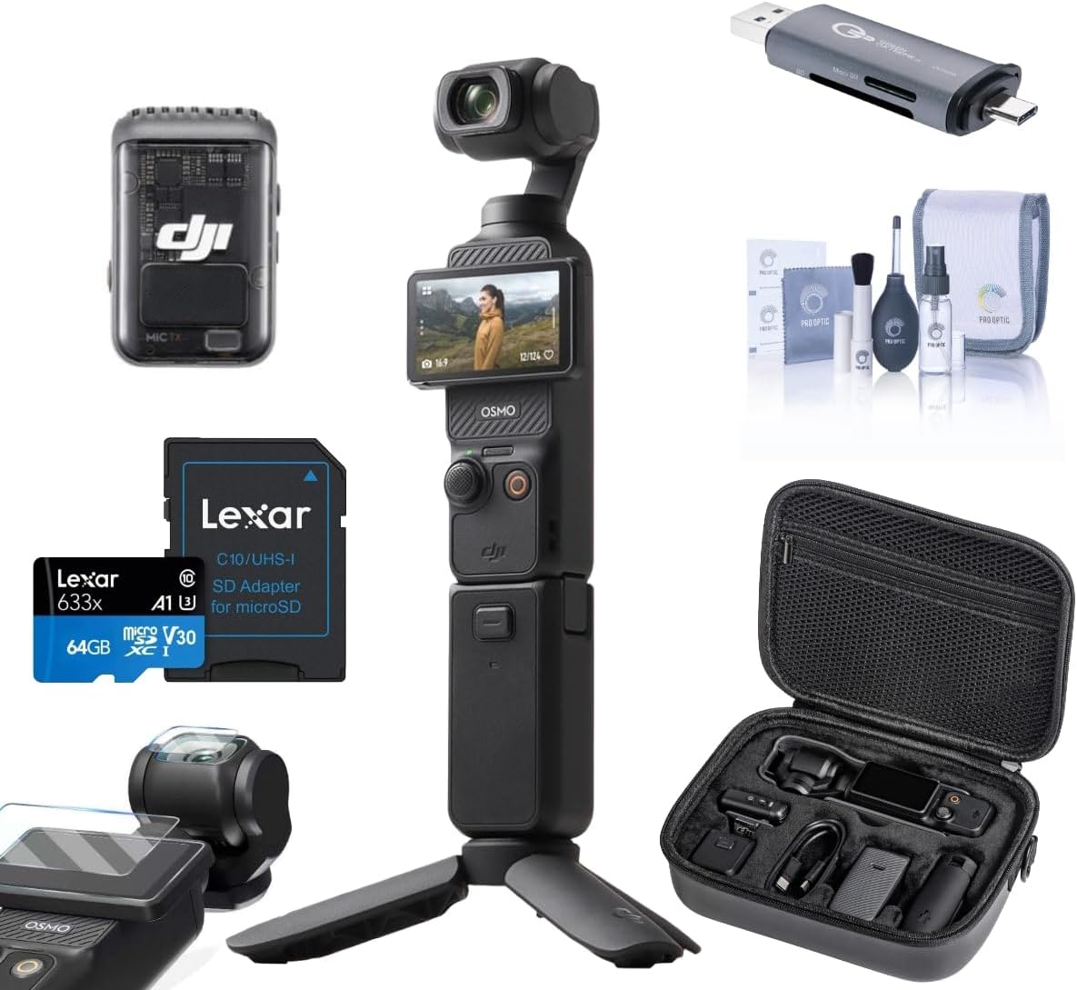 DJI Osmo Pocket 3 Gimbal Camera Creator Combo  Bundle with 64GB Memory Card  Card Reader (Creator Combo Bundle)