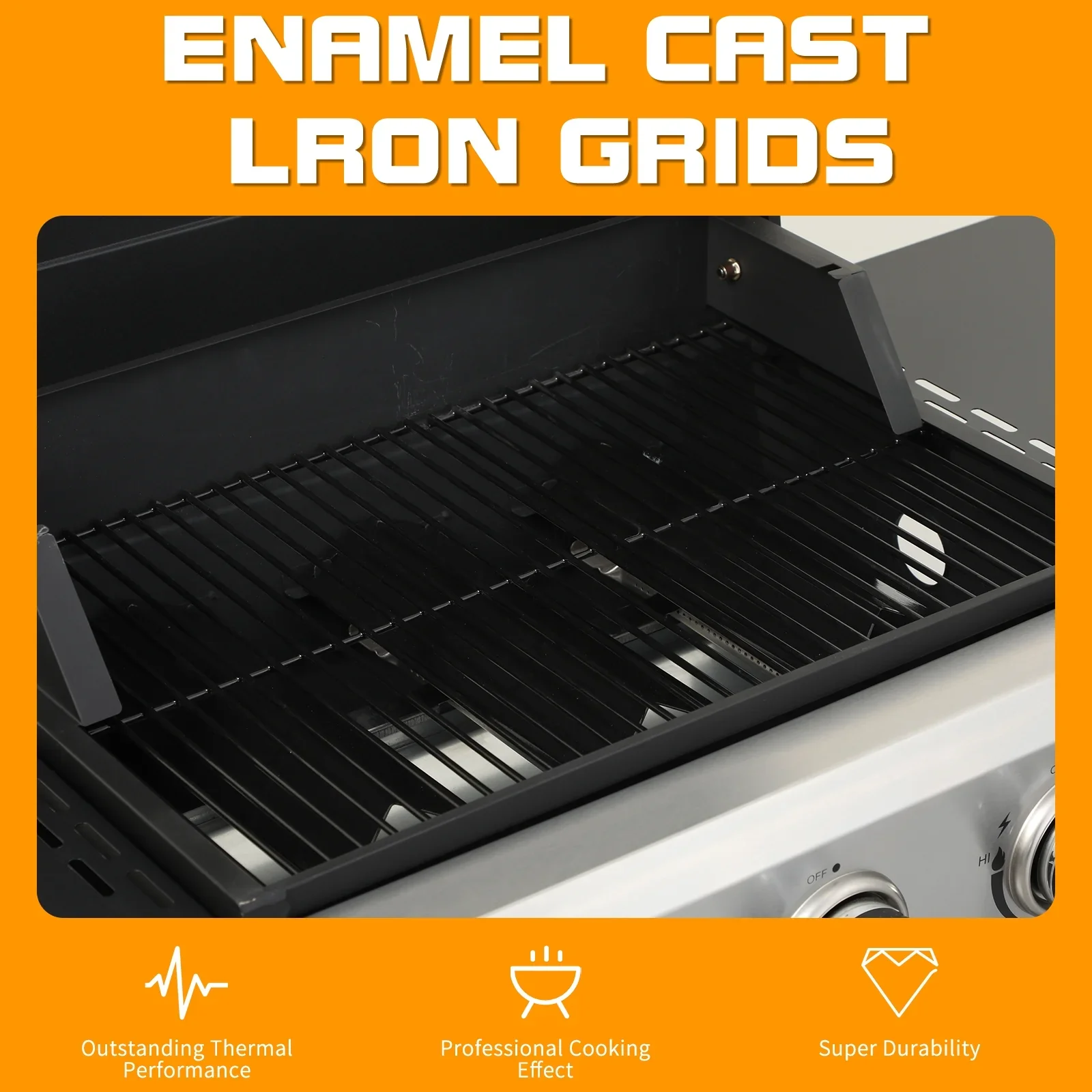 CIG GARDEN 3-Burner Propane Gas Grill,Outdoor Barbecue Grill with Side Tables and Wire Enamel Cooking Grids,31,500 BTU Output Stainless Steel Grill for Patio Garden Camping Backyard BBQ