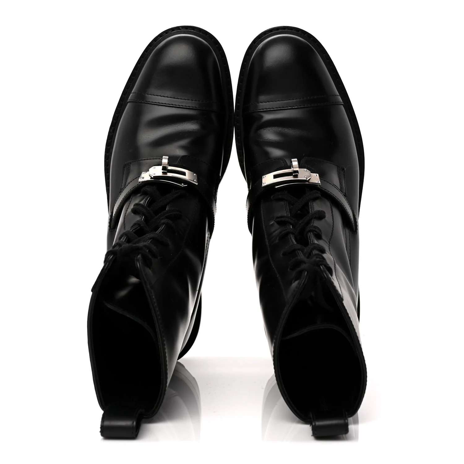 Glossed Calfskin Funk Ankle Boots 38.5 Black