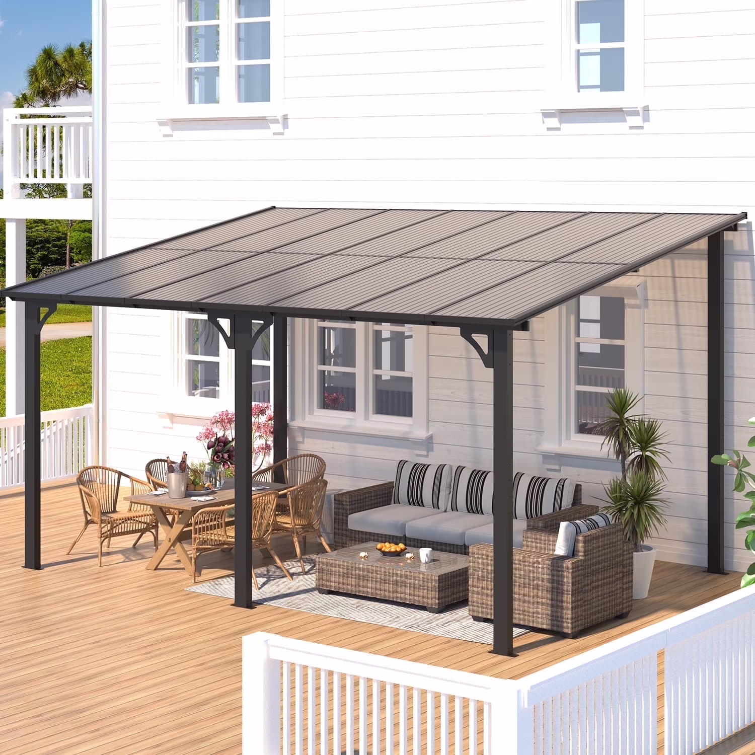 AECOJOY 10' x 14' Hardtop Gazebo Outdoor Aluminum Pergola for Garden, Patio, Backyard-Gray
