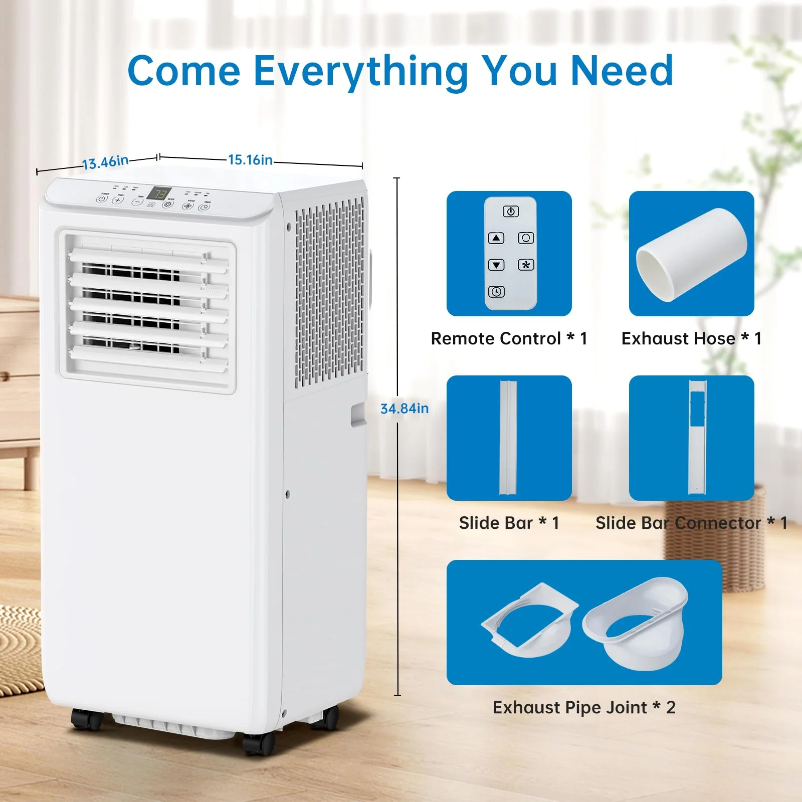 Portable Air Conditioners 8000BTU, Air Conditioners 3-in-1 Cools up to 350 Sq. Ft, Indoor Standing AC Unit w/Dehumidifier, Window Kit, White - Image 8