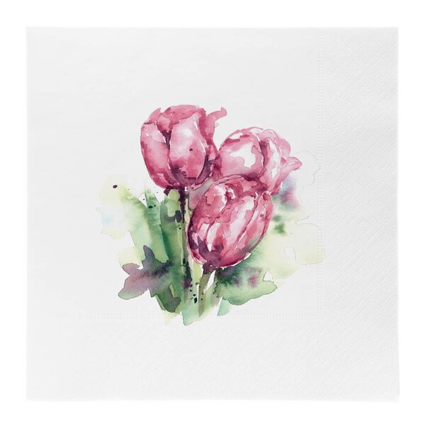 Serviett lunch Tulipan 33 cm hvit