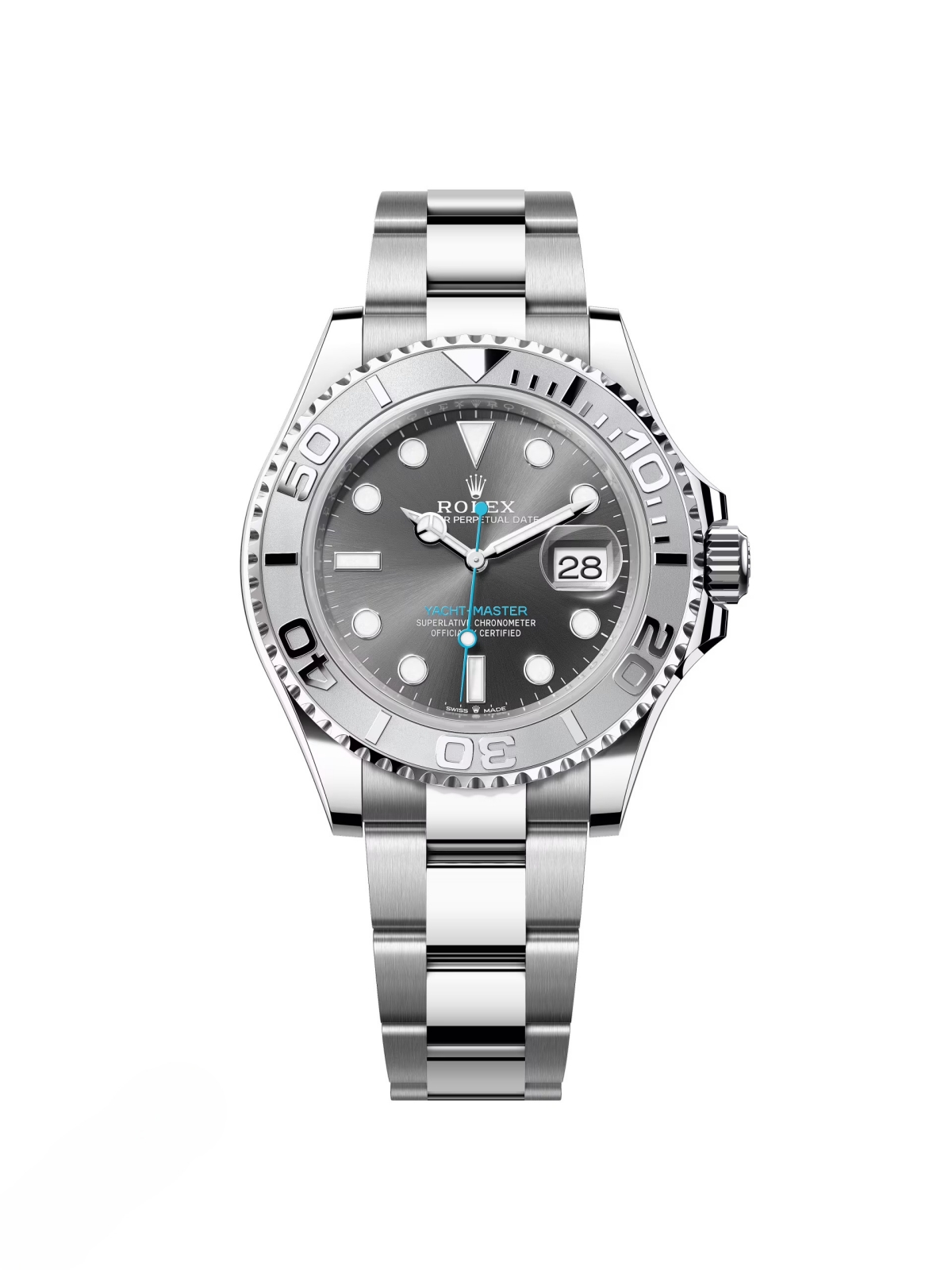 [Super Clone]RLX Yacht-Master 40mm Platinum & Stainless Steel - Dark Rhodium Dial (Ref# 126622)
