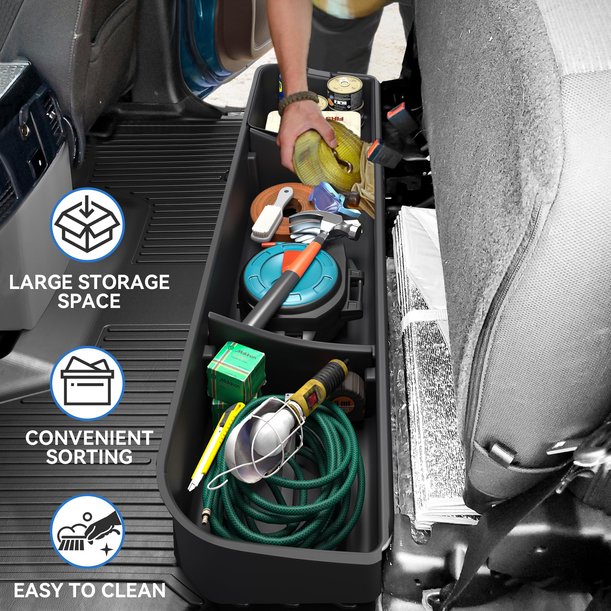 oEdRo Under Seat Storage Box Compatible with 2015-2024 Ford