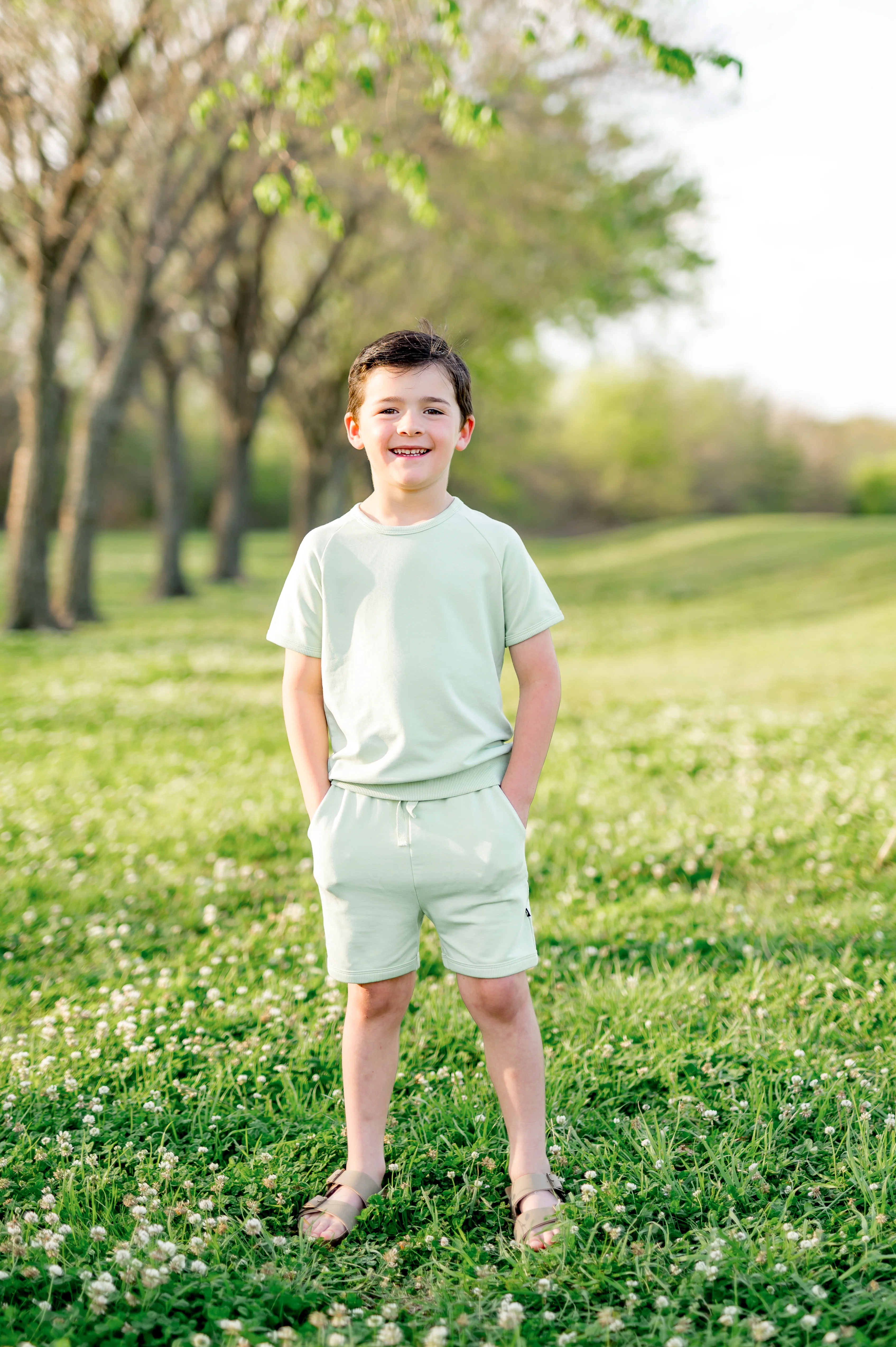 Short Sleeve Jogger Set in Basil