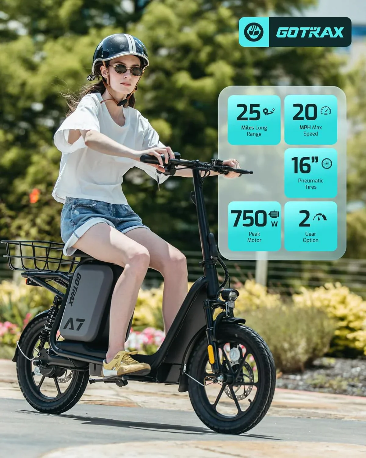 Trottinette électrique Gotrax pour adultes avec siège, autonomie maximale de 30 à 40 km, pneus tout-terrain, larges pédales