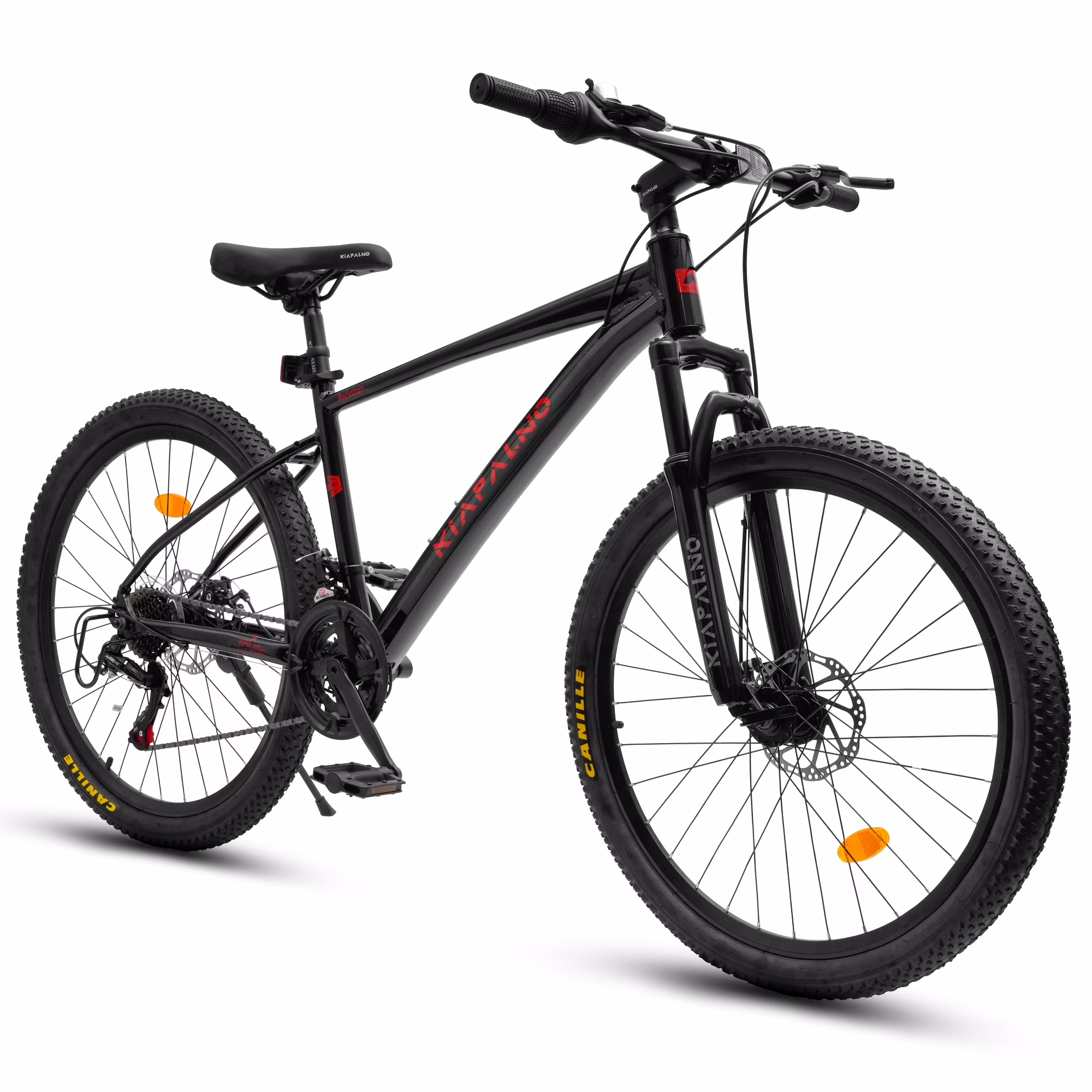 24 Inch Mountain Bike, 21 Speed Mountain Bicycle with Aluminium Alloy Frame, Dual Disc Brakes and Front Suspension, Men Commuting City Bike for Teenagers Adult, Quick Release Front Wheel, Black