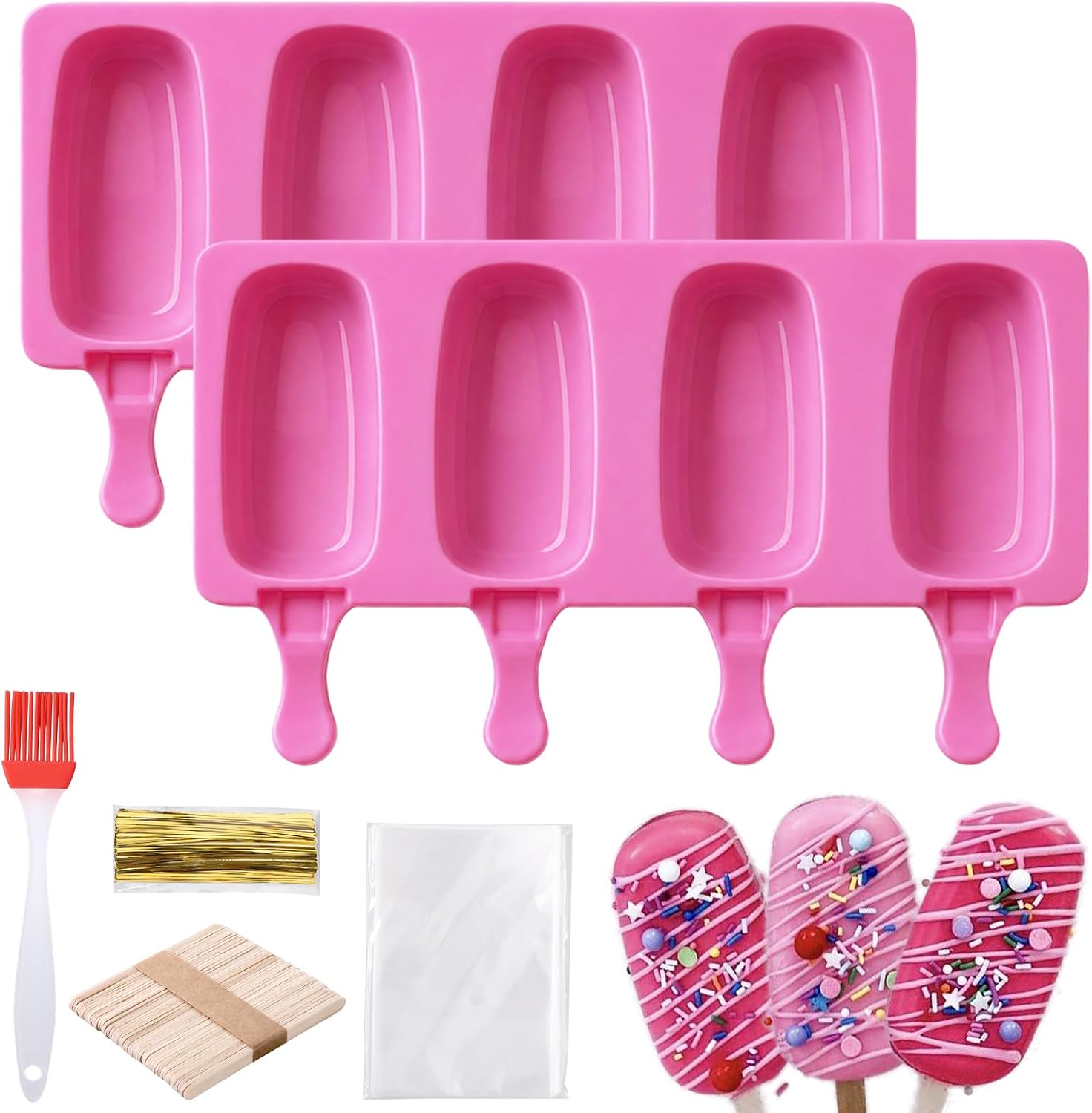 Juome Cake Pop Mold Kit, Large Cakesicle Molds Silicone with Sticks & Bags