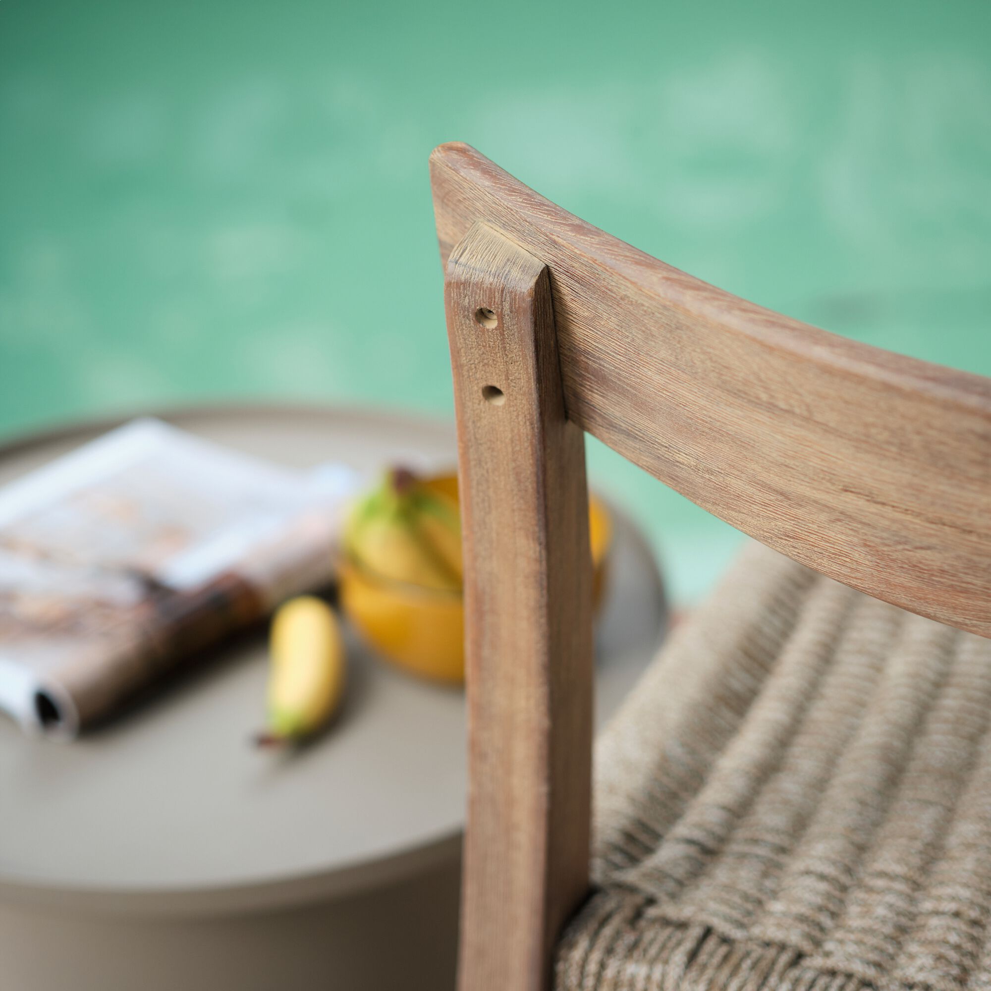SORGUES - Chaise de jardin en acacia et assise en corde - bois foncé