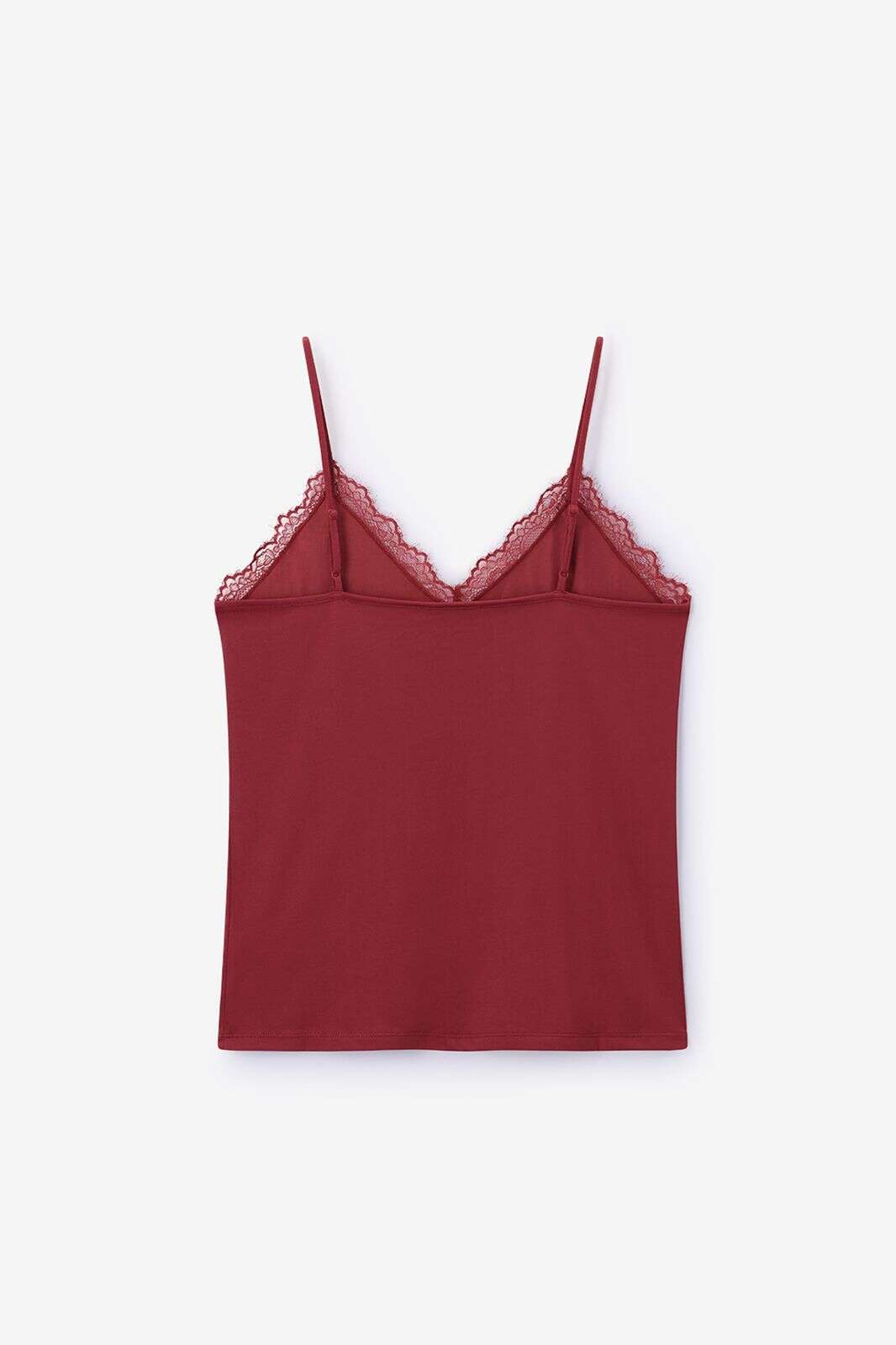 Donkerrood singlet met kant