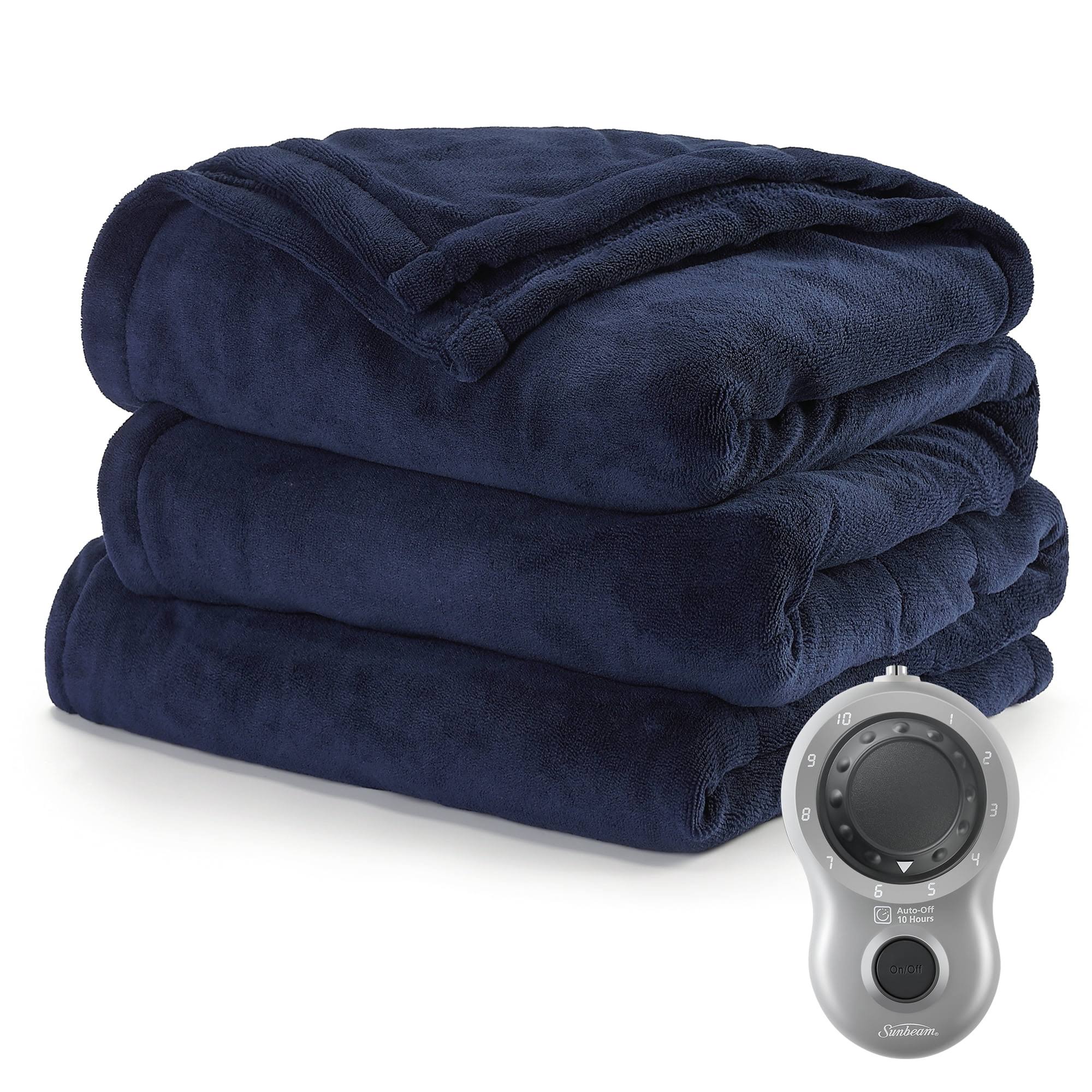 Sunbeam Heated Electric Blanket, Bedding, Twin, Microplush, Poseidon Blue