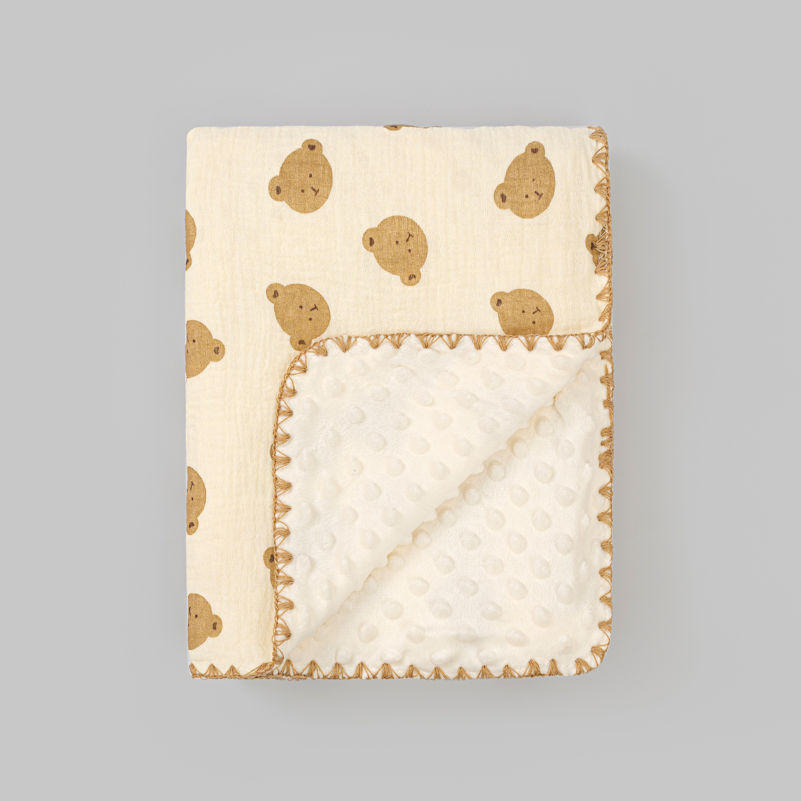 All Season 3D Doudou Fleece Newborn Blanket Double Layer Crinkle Gauze Multi-Use Swaddle Receiving Europe Style 300tc