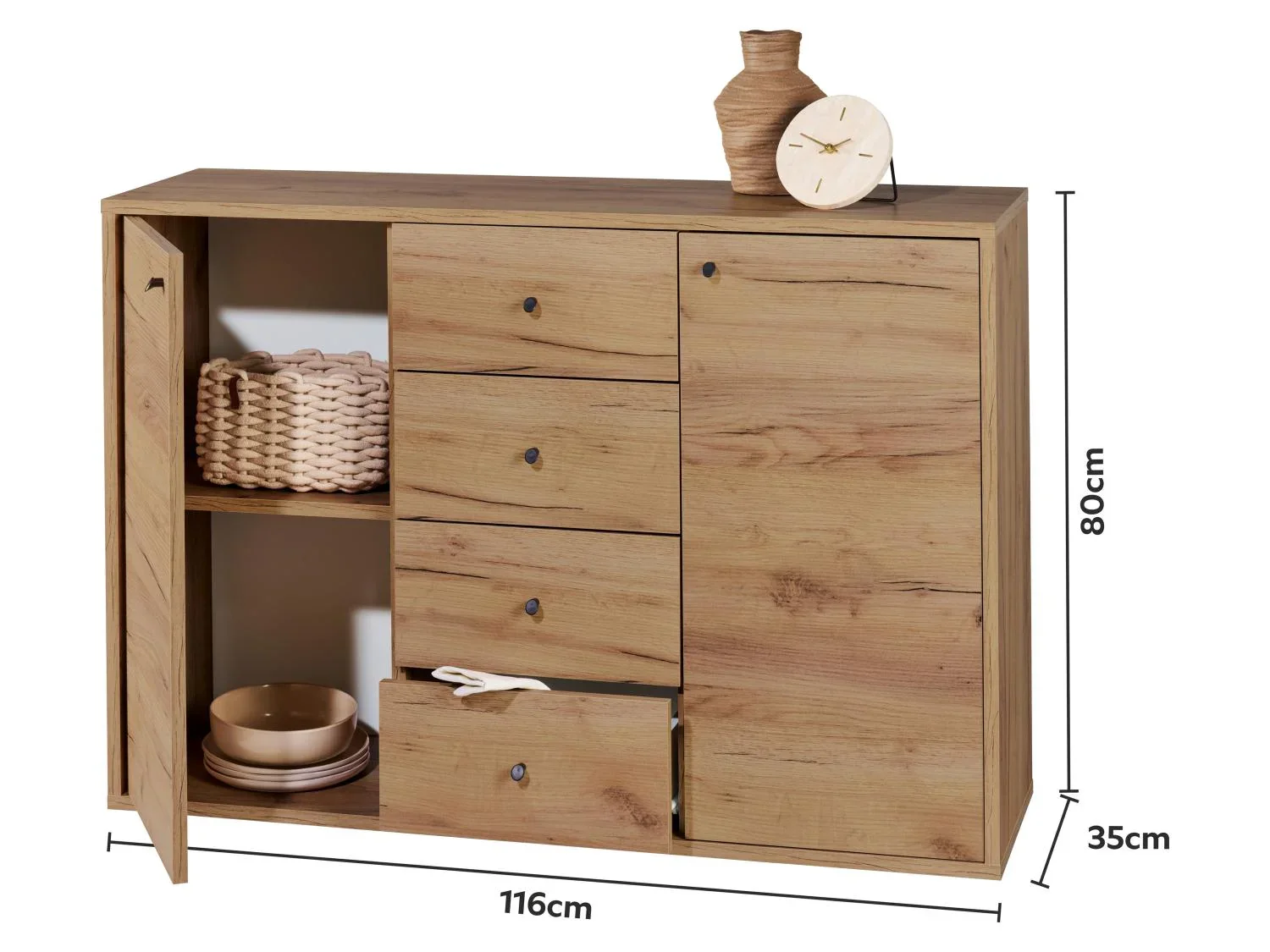 LIVARNO Commode Verona, 116 x 80 x 35 cm, imitation chne