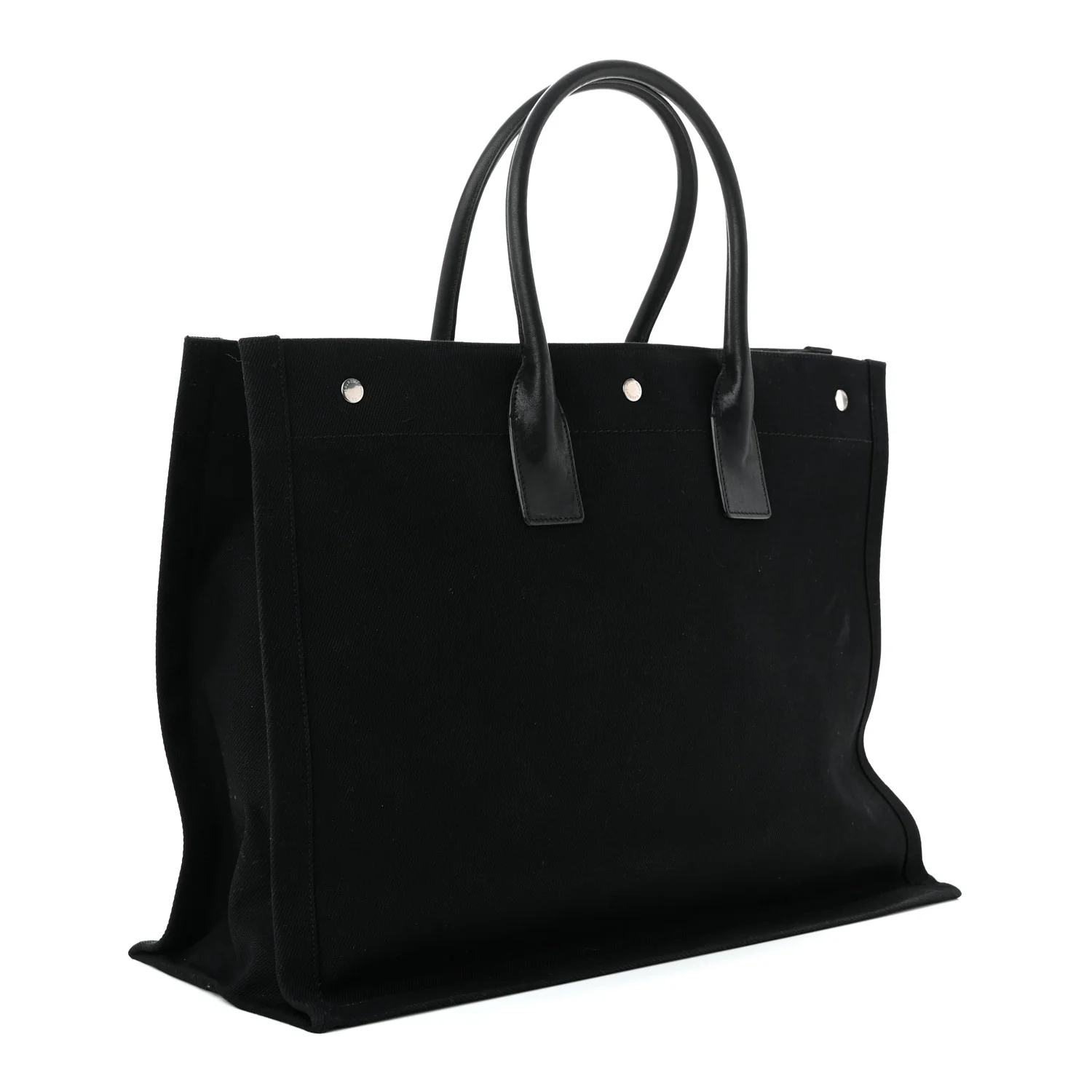 Linen Calfskin Rive Gauche Tote Black