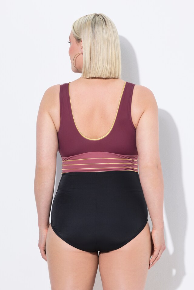 Gold Piping One Piece Colorblock Swimsuit