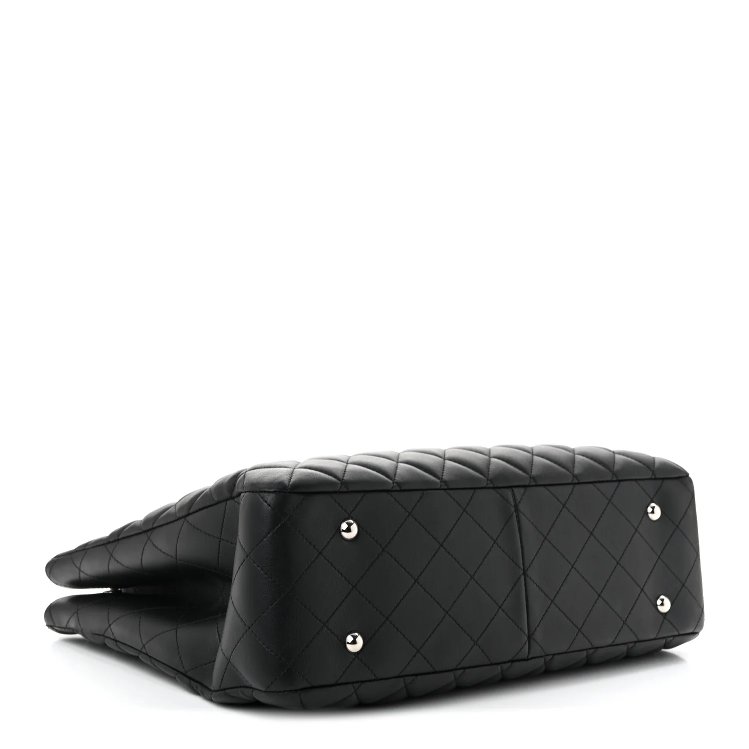 Calfskin Quilted Large Classic Shopping Tote Black