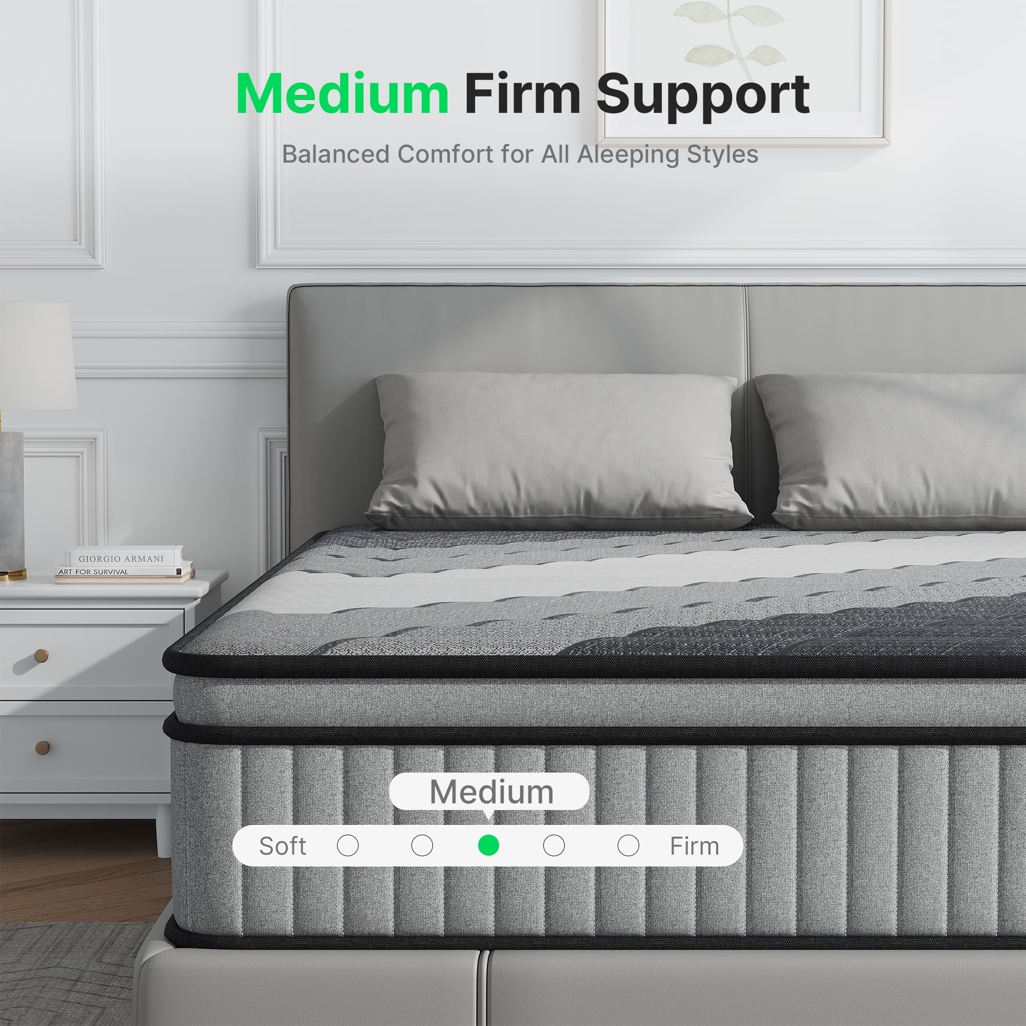 Twin Mattress 10 inch, CertiPUR-US Certified Eco-Friendly Twin Memory Foam Mattress, Motion-Free Pocket Springs Hybrid Mattress Twin Size(Twin/Gray/10 in) - Image 6