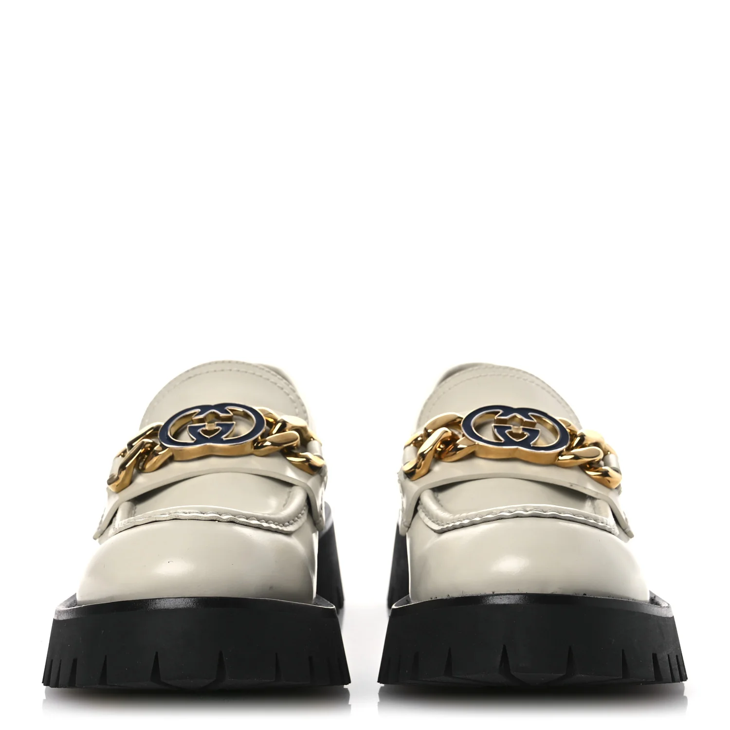 Cordovan Lux Womens Jeanne Platform Lug Sole 30/45mm Loafers 39 Mystic White