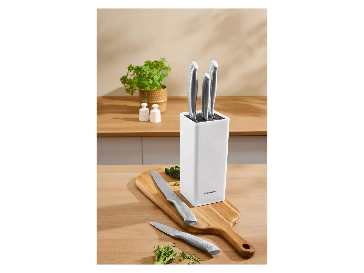SILVERCREST Set de couteaux en acier inoxydable avec bloc de rangement