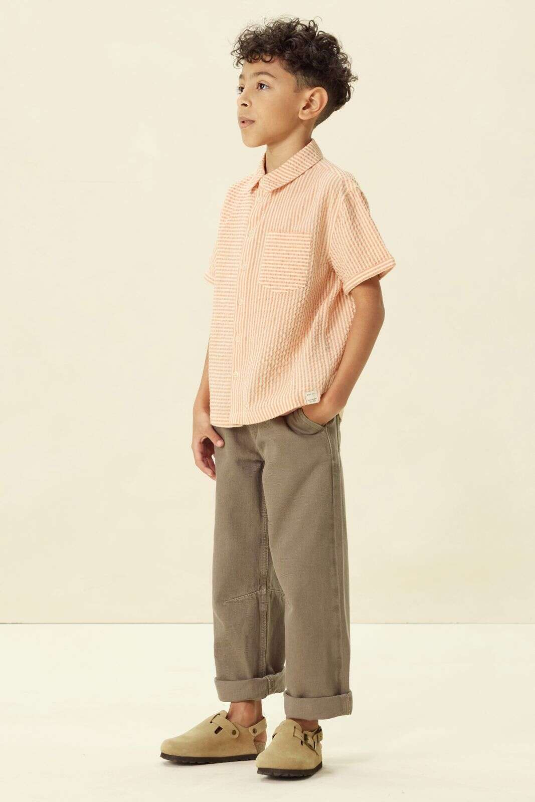 Bruine pull on broek met aantrekkoorden