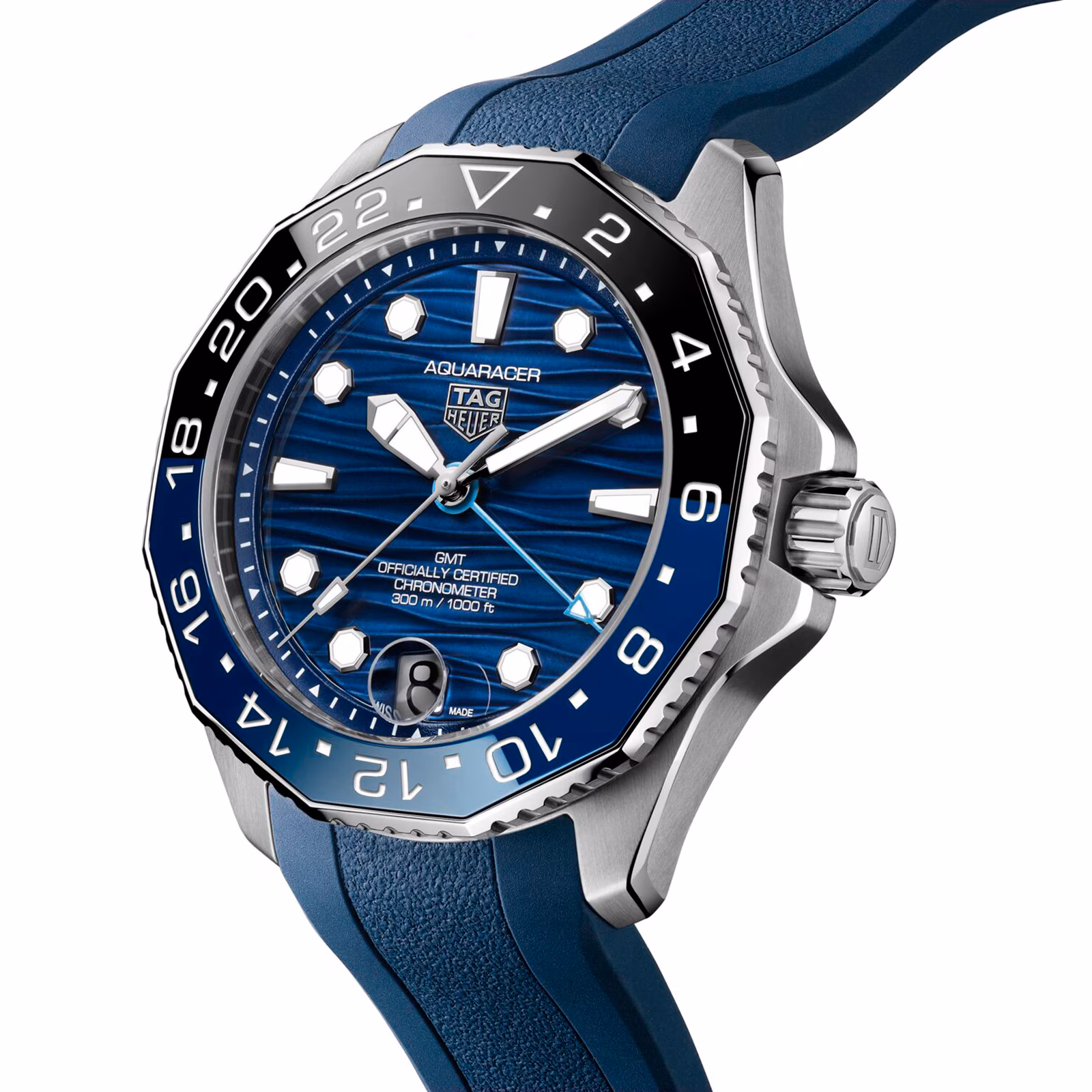 【Super Clone】TAG Heuer Aquaracer Professional 300 GMT 42mm Mens Watch Blue Rubber WBP5114.FT6259