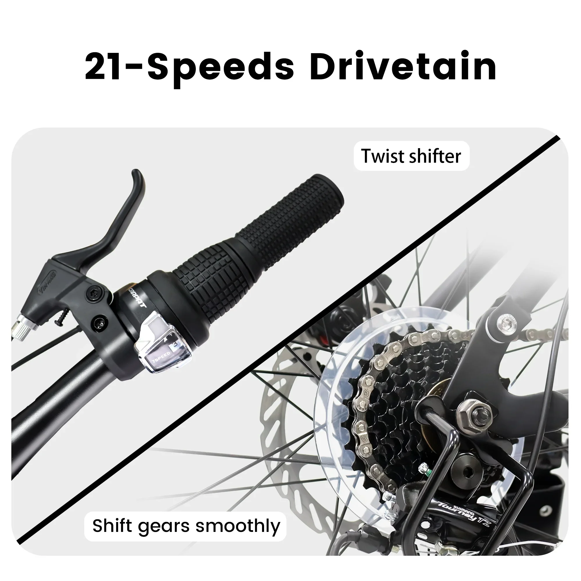 A2460 24 Inch Mountain Bike with Full Suspension, 21 Speed Grip Shifters, High Carbon Steel Frame, Mechanical Disc Brakes, Unisex for Men/Women/ Adults, Ideal for Trails.