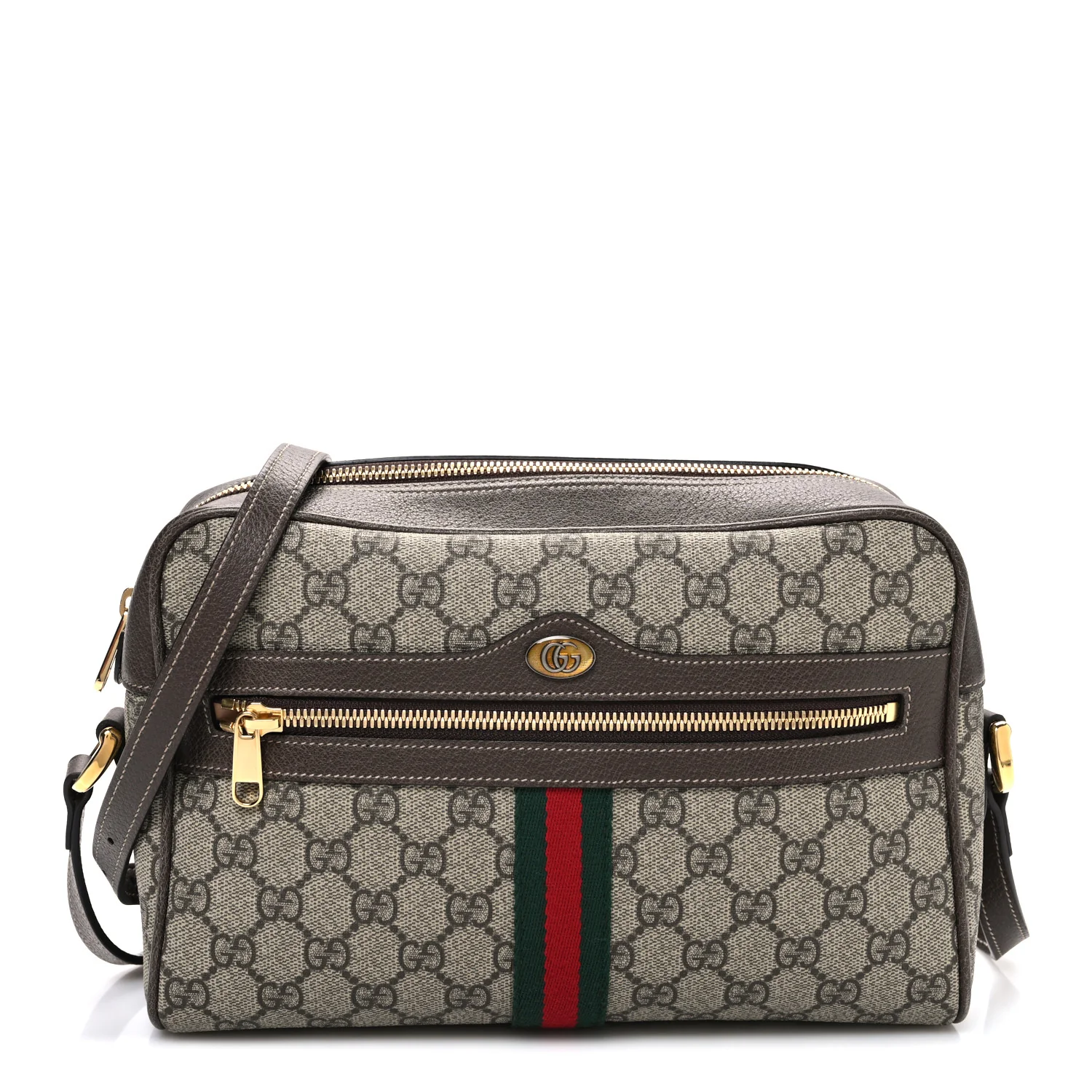 GG Supreme Monogram Web Small Ophidia Shoulder Bag Brown