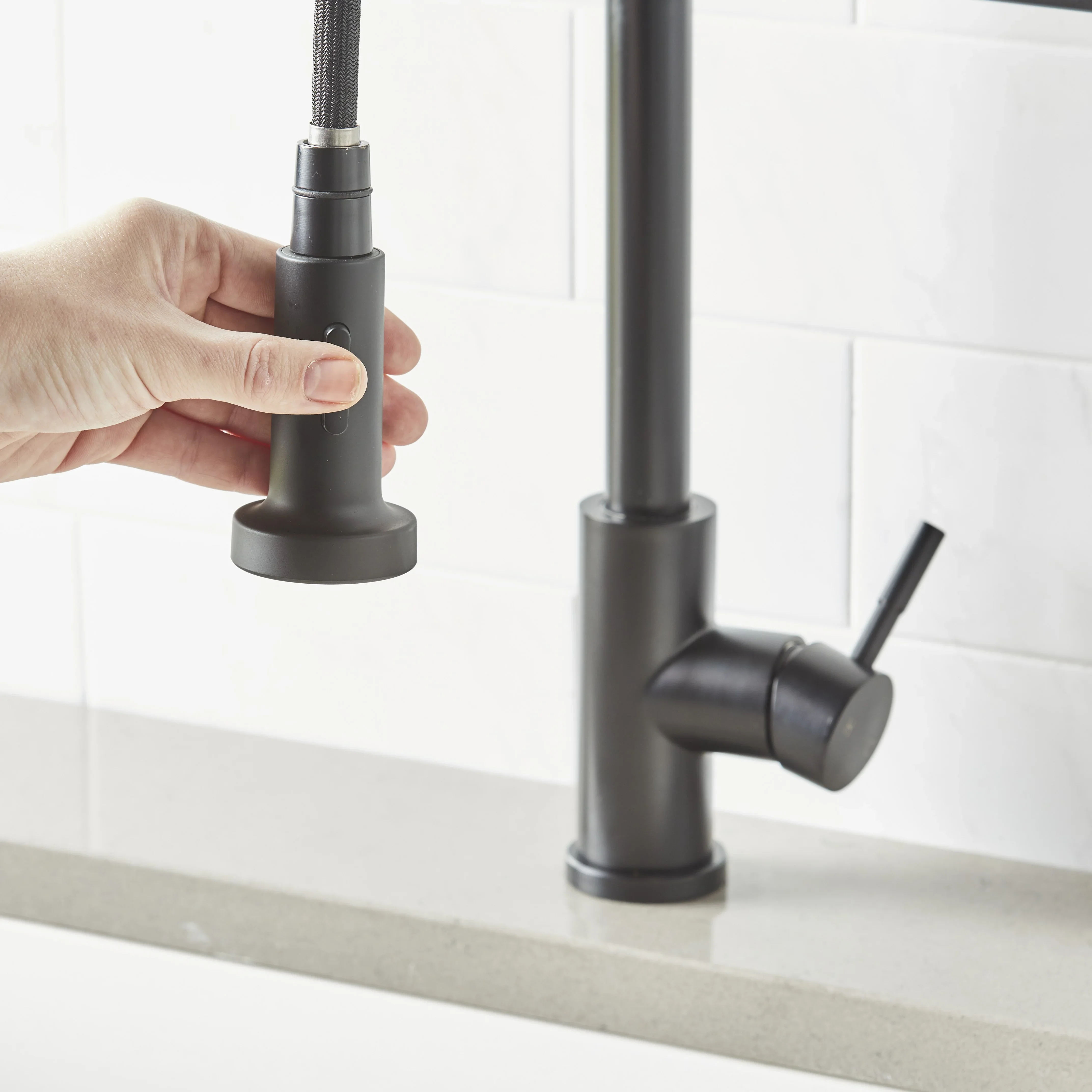 Better Homes & Gardens Elmont Single Handle Pull-Down Kitchen Faucet with Spring Neck, Matte Black