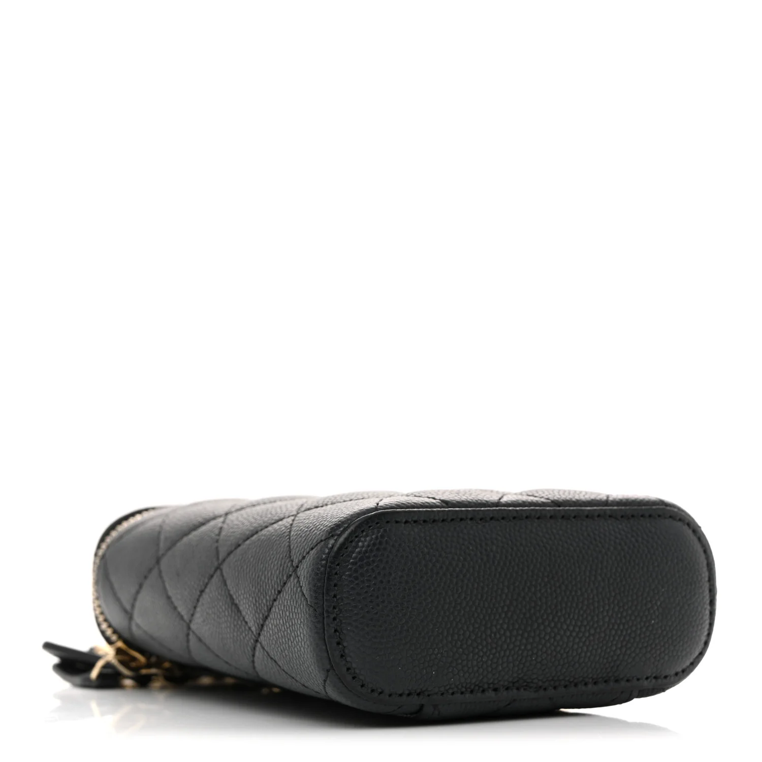 Caviar Quilted Small Vertical Coco Beauty Vanity Case With Chain Black