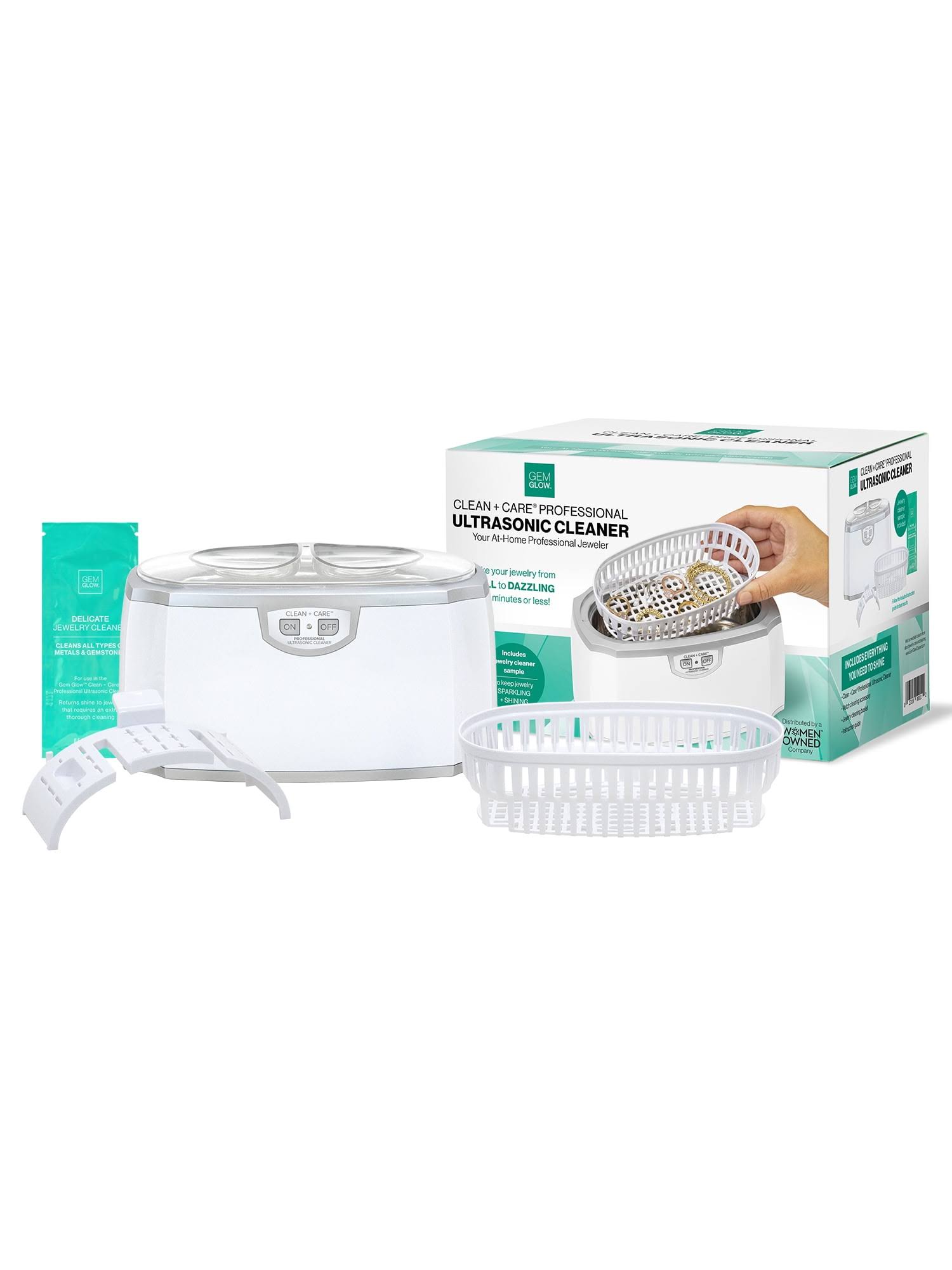Gem Glow Clean + Care Ultrasonic Cleaning Machine for Jewelry and Watches, with Timer
