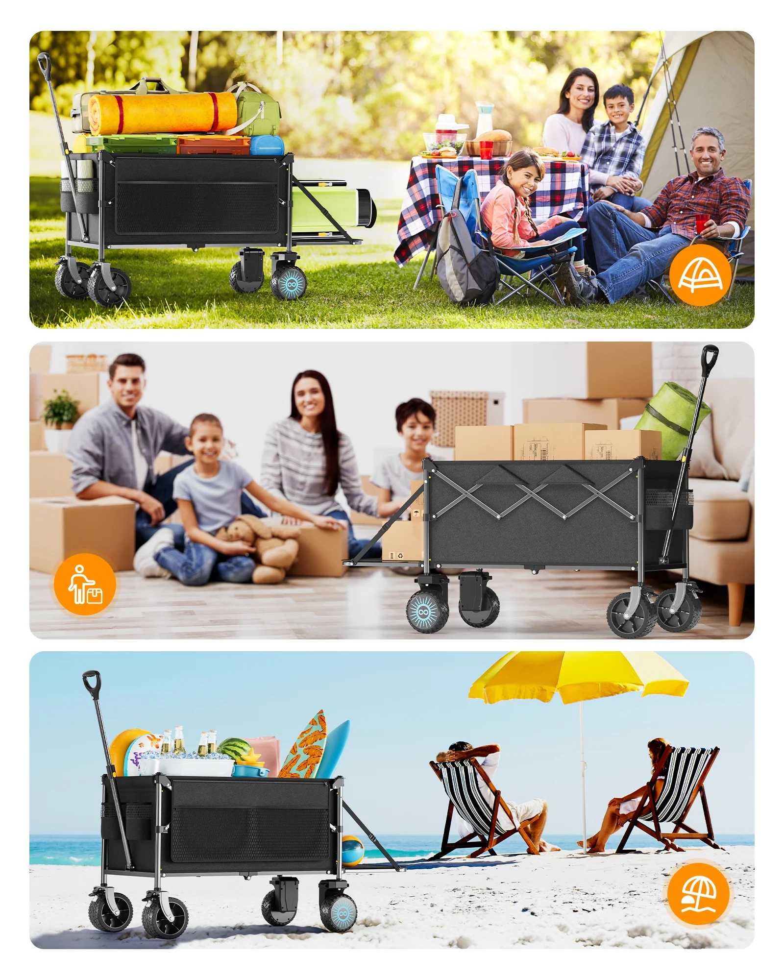 KEESTP Electric Utility Wagon, 300W Motor,Foldable Cart with All Terrain Wheel for Camping/Gardening/Shopping(Standard) - Image 7