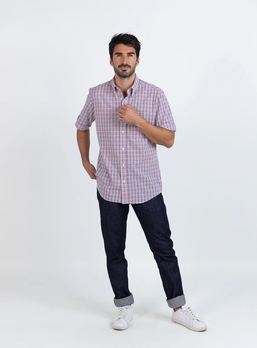 Chemise homme coton rouge doux