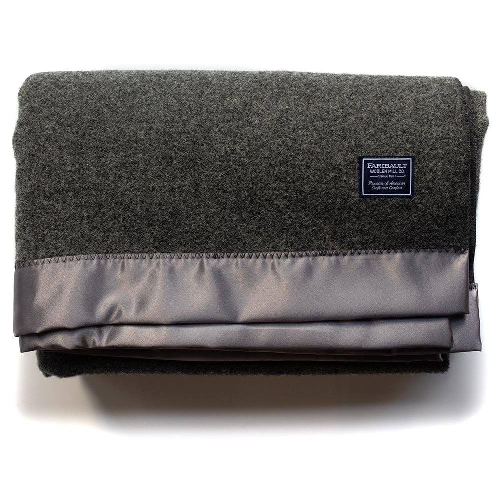 Pure & Simple Satin Wool Blanket | Heather Charcoal | Twin