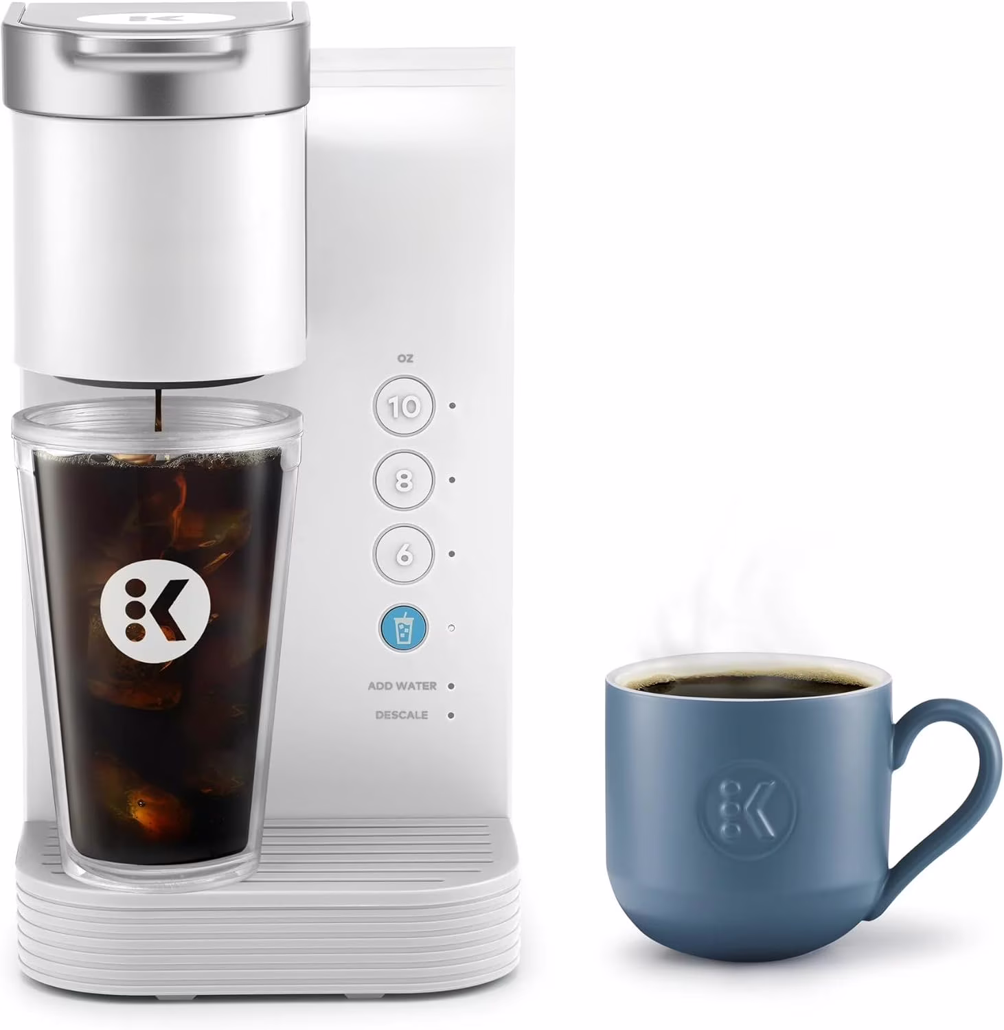 Keurigk K - Iced Essentials Coffee Maker, Iced and Hot Single - Serve Kcup Pod Brewer with Removable Reservoir and Auto - Off, Energy Efficient, Includes K Iced Tumbler, Compact, White