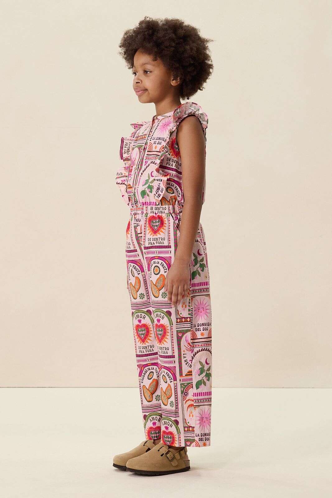 Lichtroze jumpsuit met print