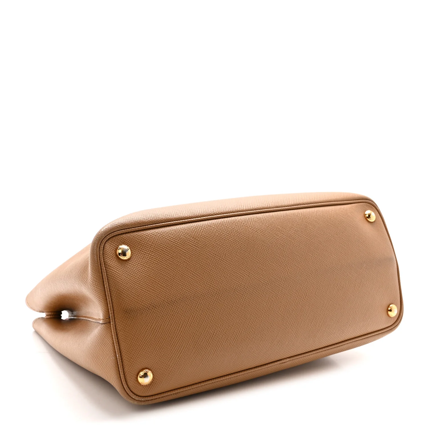 Saffiano Cuir Medium Double Handle Bag Caramel Fuoco
