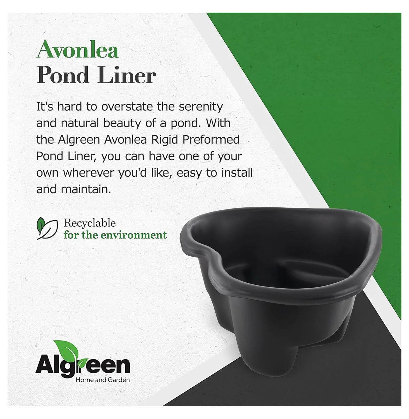Products Rigid Preformed Pond Liner, Fish and Plant Safe, Lightweight 4.25 pounds, Holds up 33 Gallons, Black - Image 2