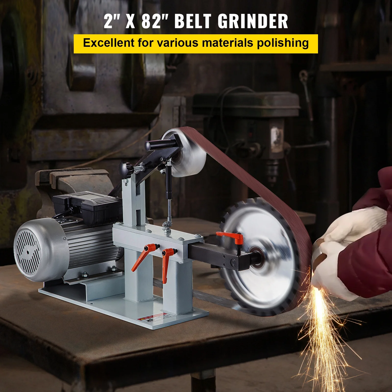 2" x 82" Belt Grinder, 2HP 1500W, Versatile 3 in 1 Constant Speed Sander, 110V Bench Sander with 12" Wheel, Flat Platen Tool Rest, Ideal for Knife Crafting Image 5