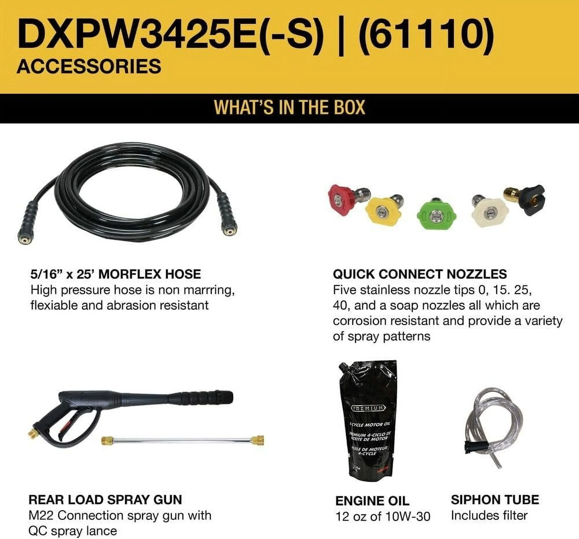 DEWALT 3400 PSI at 2.5 Gas Pressure Washer, High - Pressure Hose