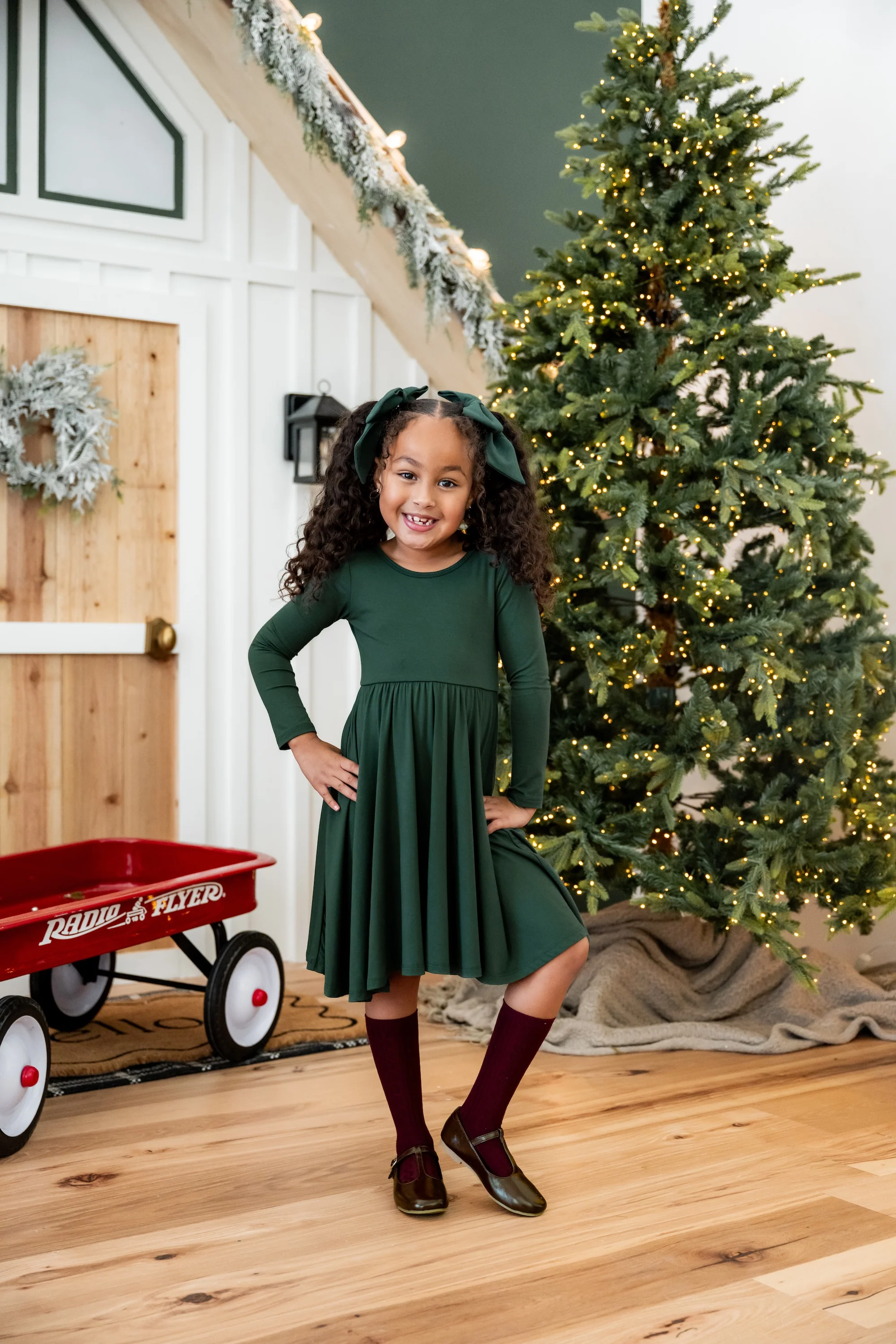 Long Sleeve Twirl Dress in Cypress