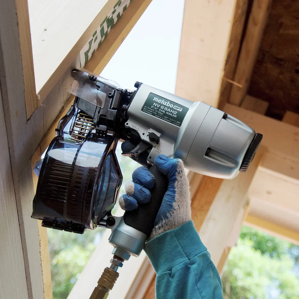 Metabo HPT Coil Siding Nailer, 1-1/2 inch to 2-1/2 inch Siding Nails, Side load, Tilt Bottom Magazine (NV65AH2)
