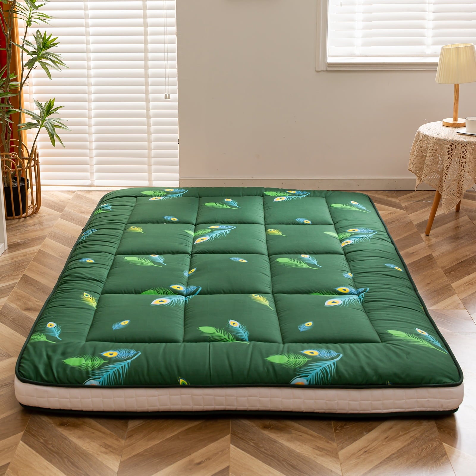 Thick Futon Floor Mattress. Padded Japanese Folding Roll Up Mattress Sleeping Pad. Foldable Camping Portable Mattress Shikibuton