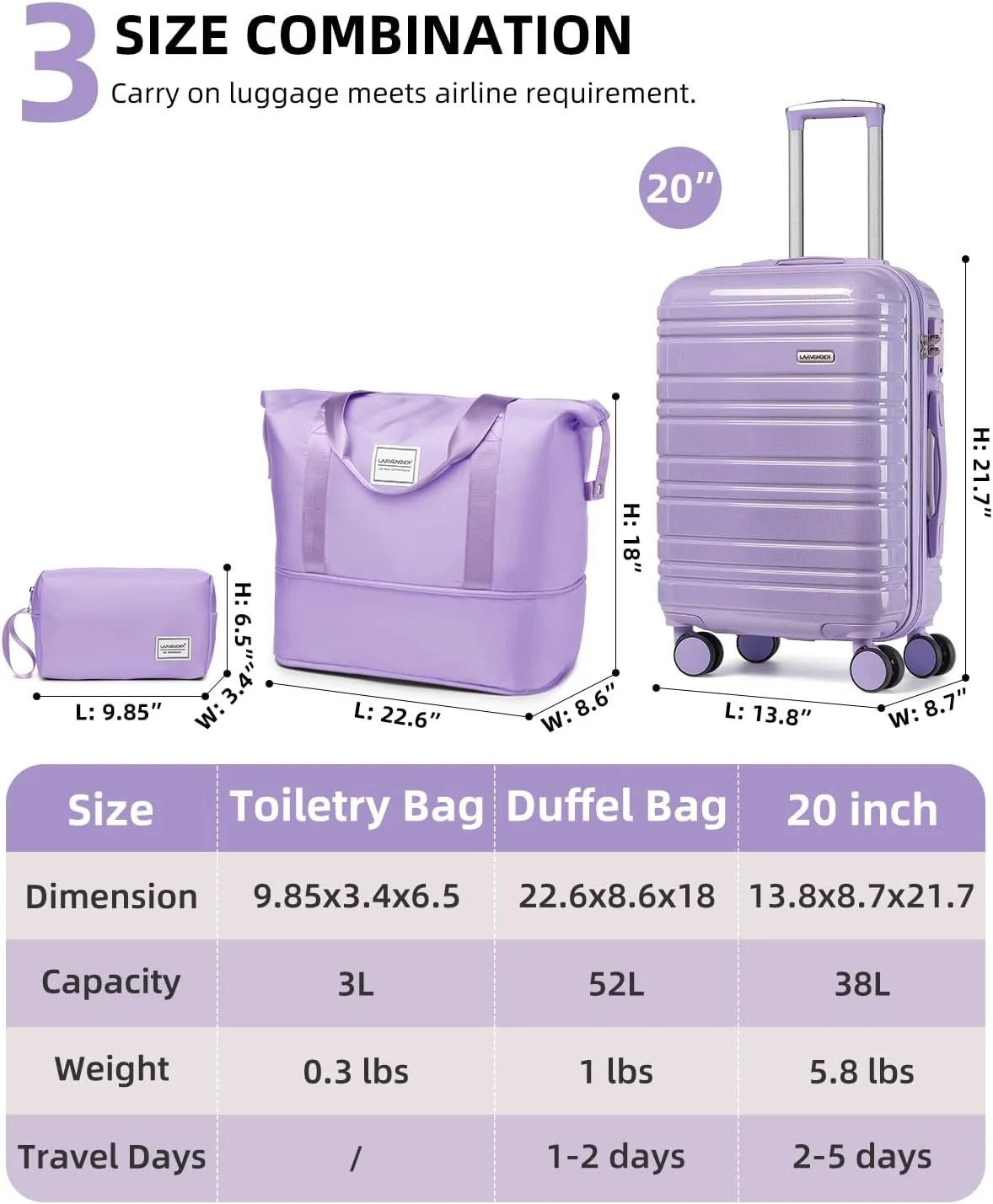 Ensemble de 6 valises, ensemble de valises rigides extensibles avec roulettes multidirectionnelles, ensemble de bagages à roulettes légers