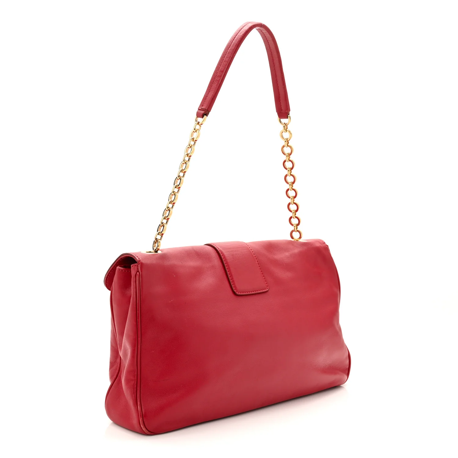 Calfskin Gancini Chain Shoulder Bag Red