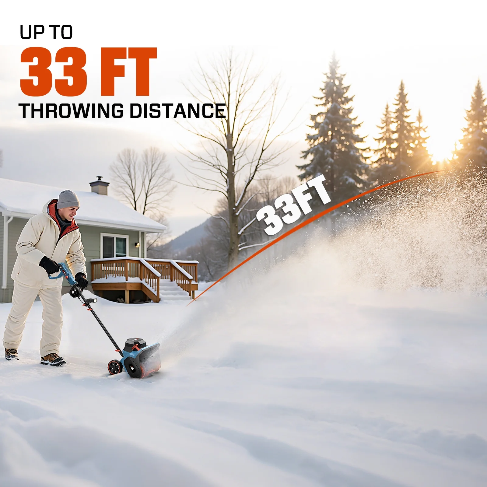 Brushless 60V 15-inch Cordless Snow Shovel with 6.0Ah Battery w/ Rear Wheels, 33ft Throw 600 lbs, 2-Speed Variable, Detachable LED Light, Telescopic Handle, Include 3A Charger, STX6-M(15") - Image 7